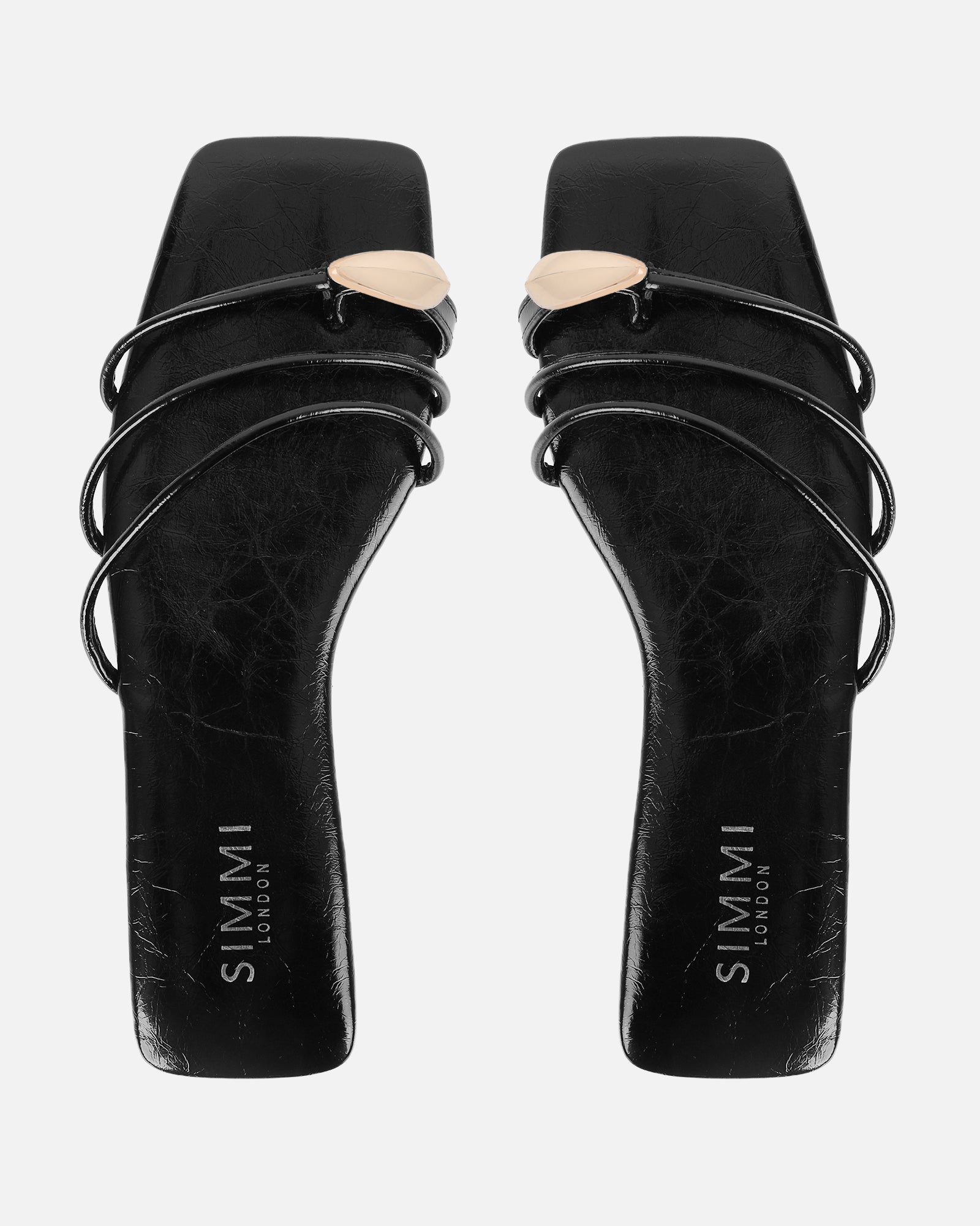 Porto Black Gold Toe Detail Sandals | SIMMI London
