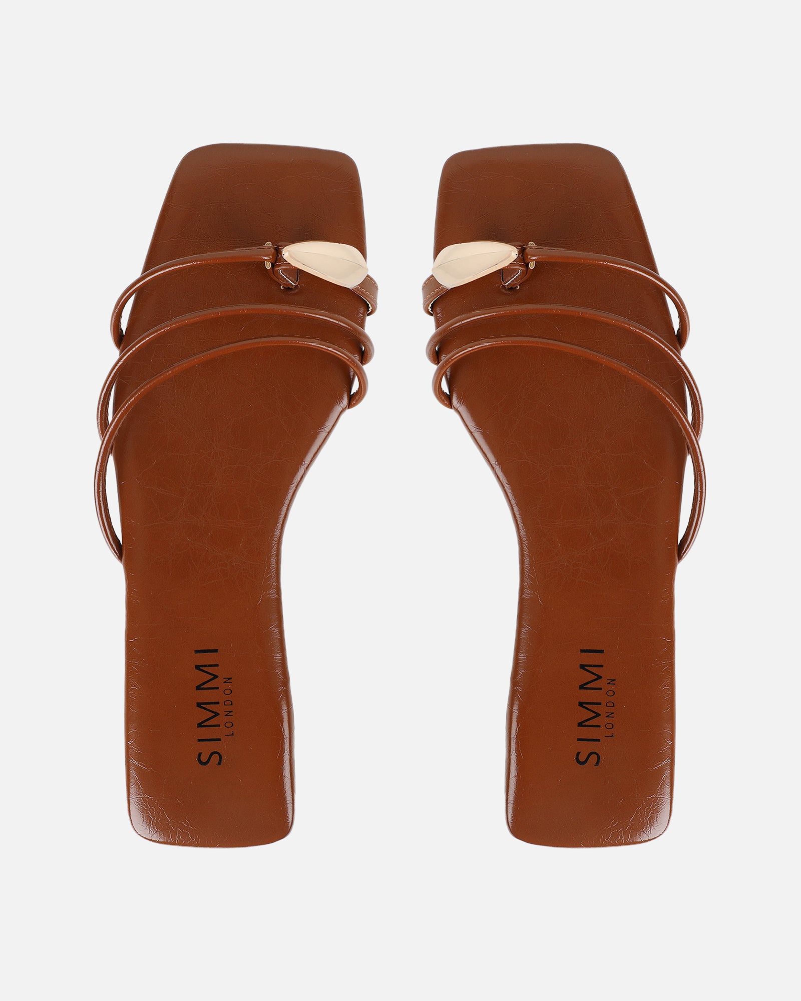 Porto Tan Gold Toe Detail Sandals | SIMMI London
