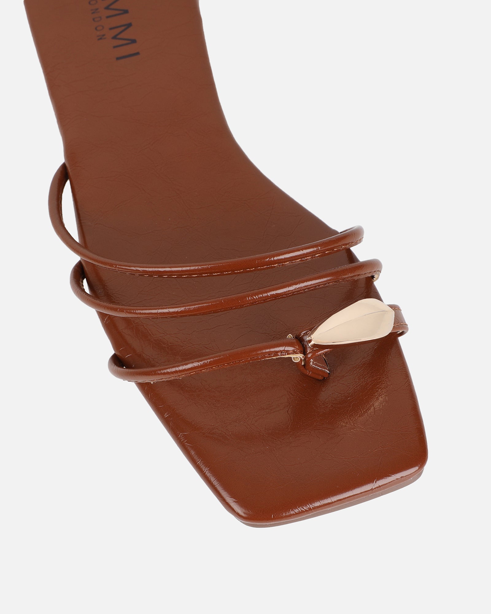 Porto Tan Gold Toe Detail Sandals | SIMMI London