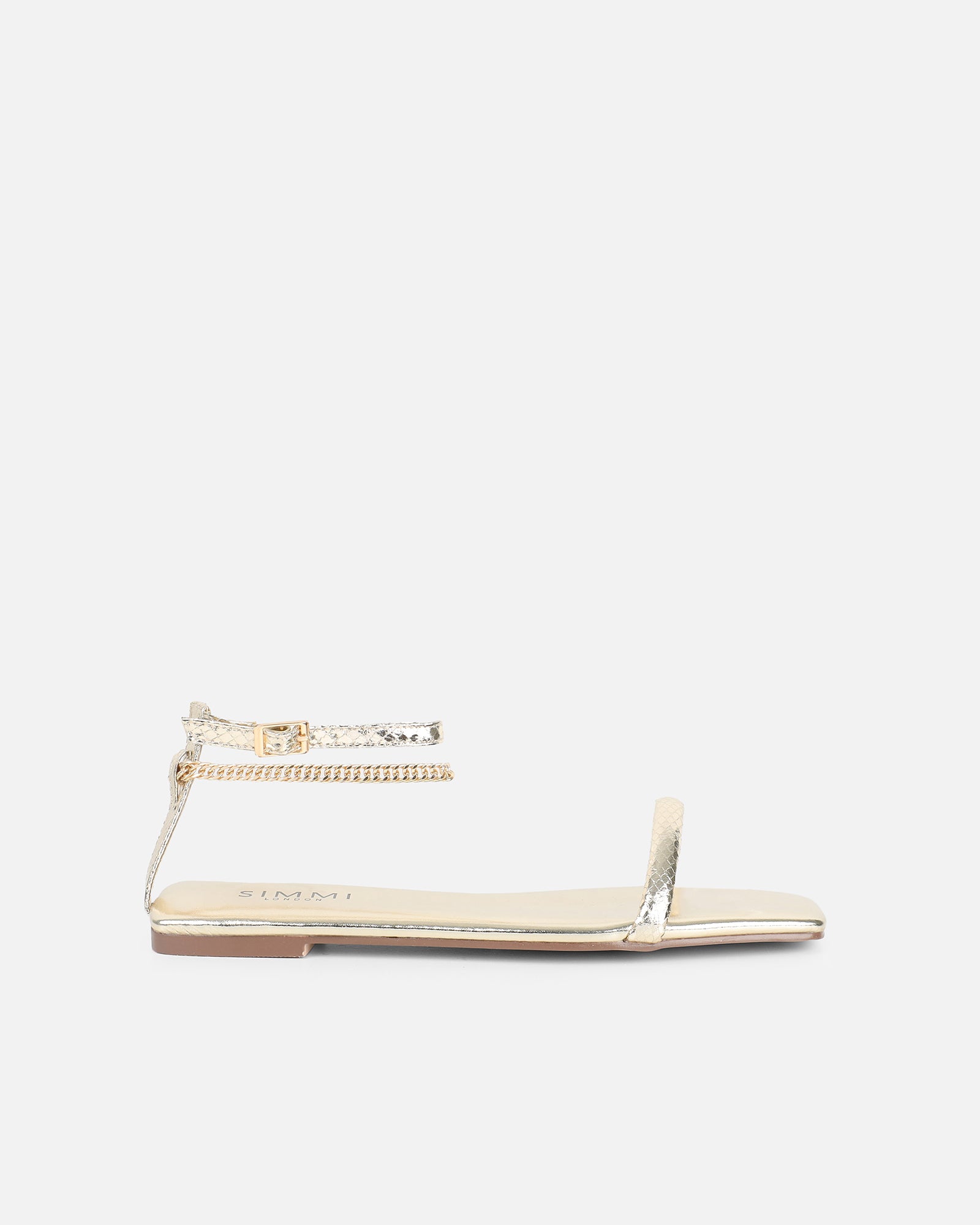 Shanaya Gold Metallic Chain Sandals | SIMMI London