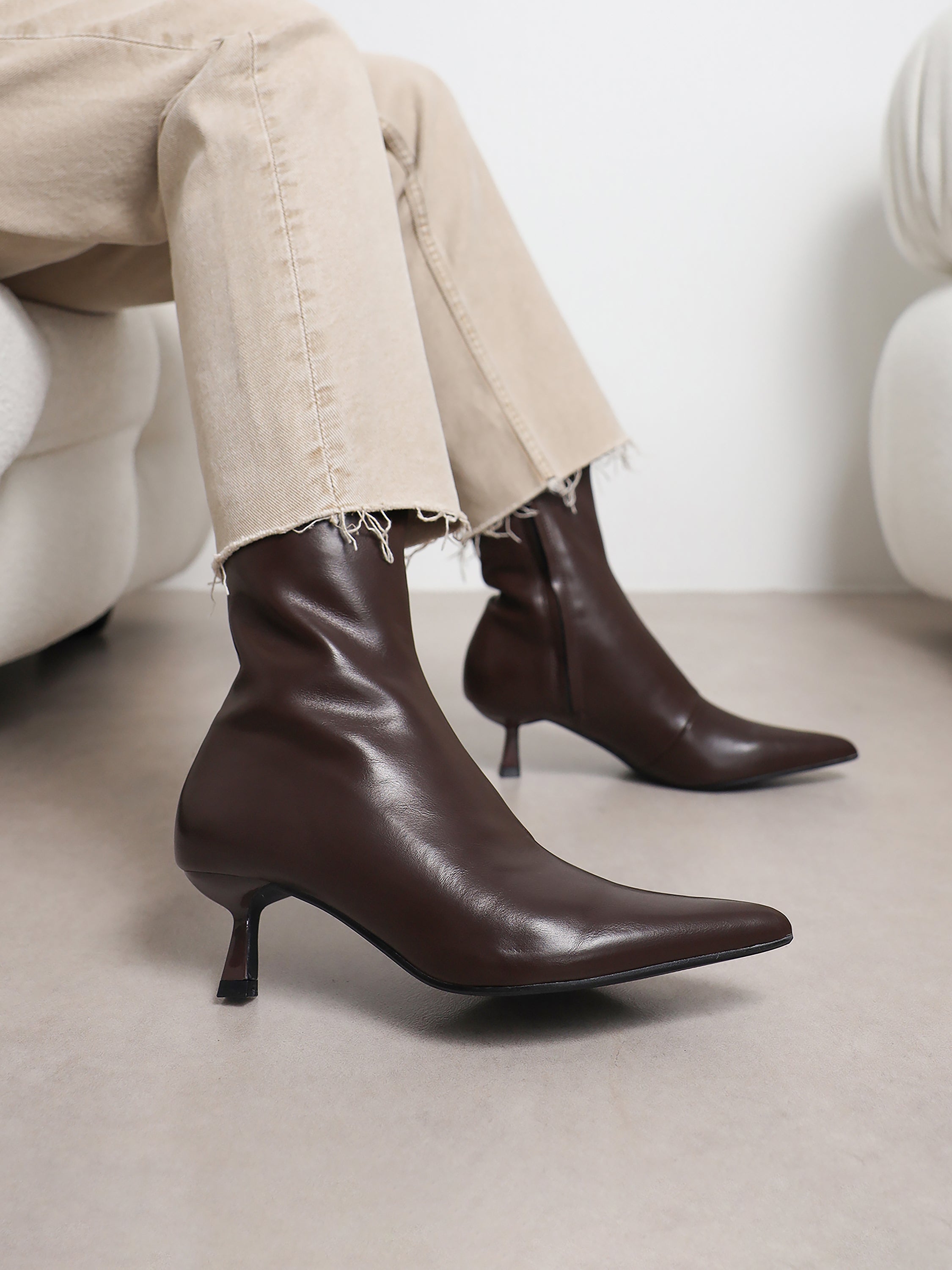 Lambert Chocolate Brown Low Heeled Boots | SIMMI London