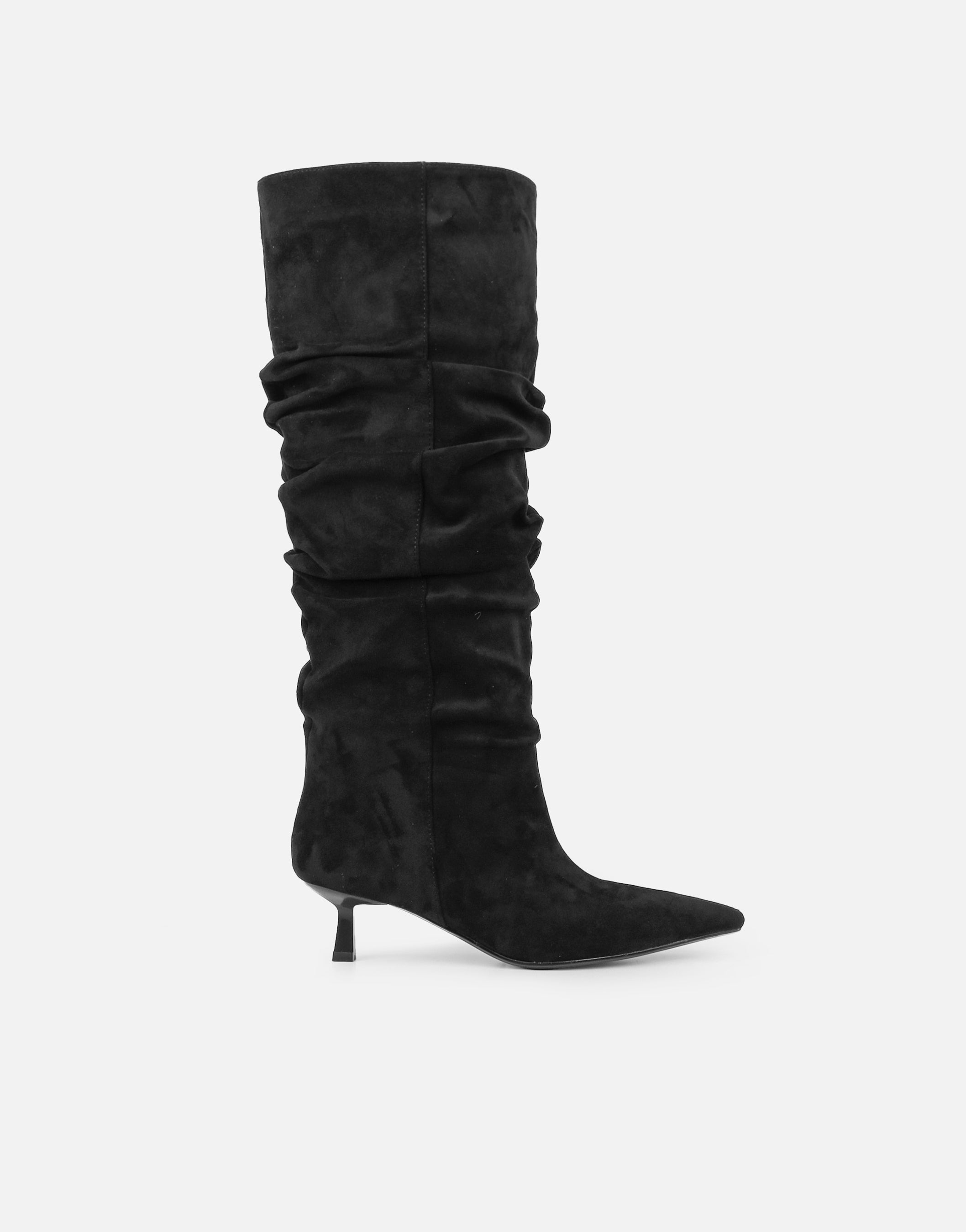 Lammy Black Suedette Ruched Boots | SIMMI London