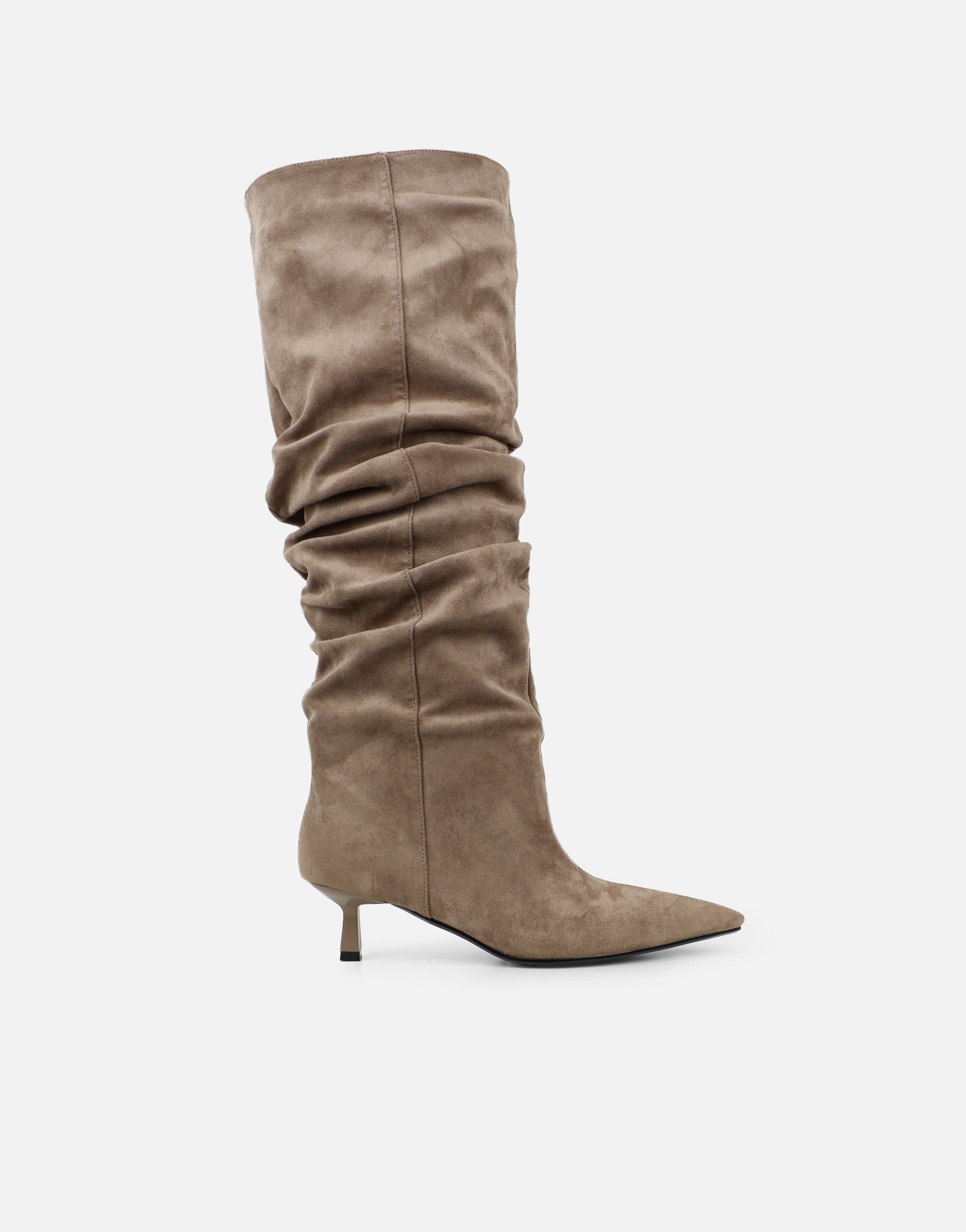 Lammy Taupe Suedette Ruched Boots | SIMMI London