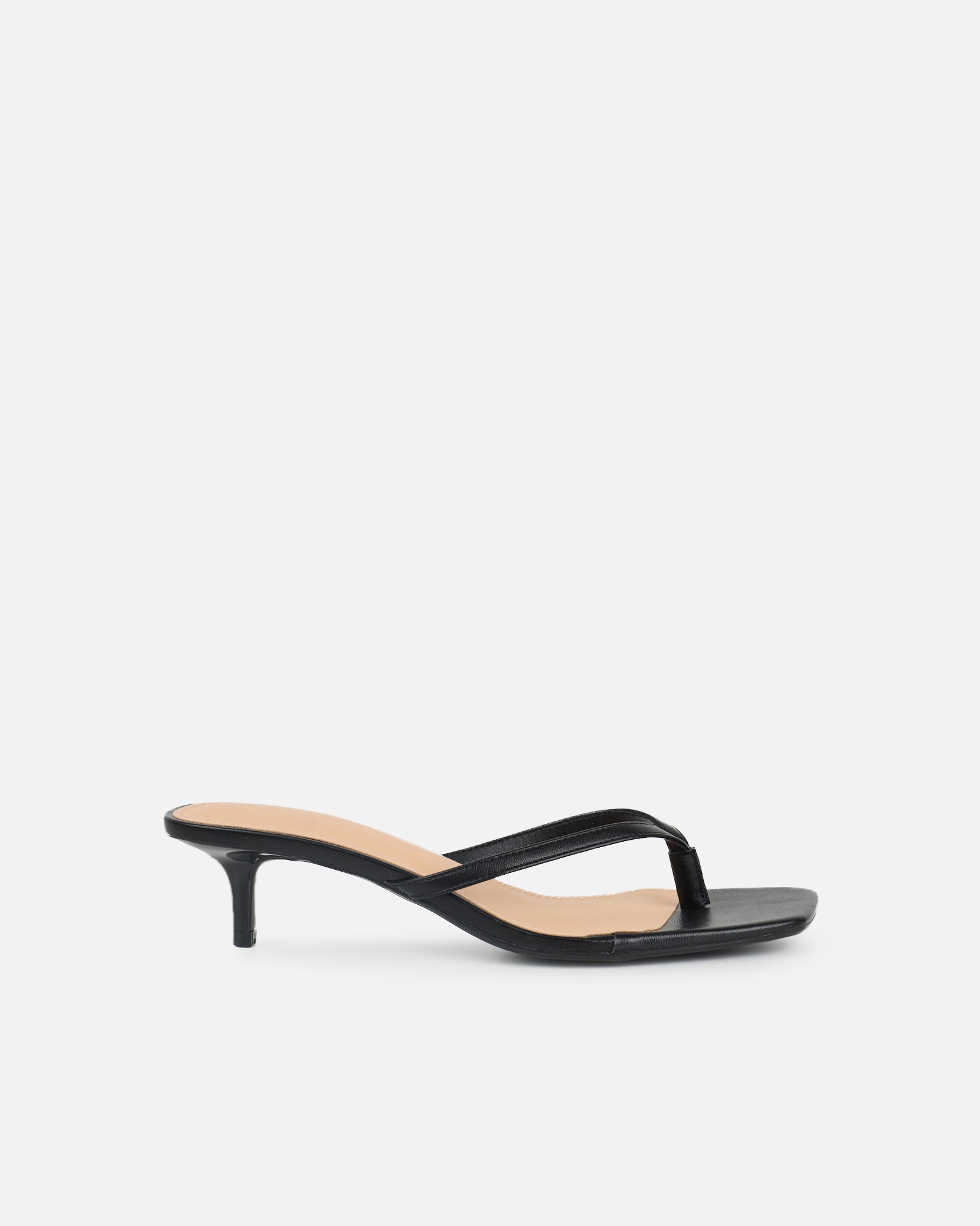 Laura Black Toe Thong Kitten Heeled Sandals | SIMMI London