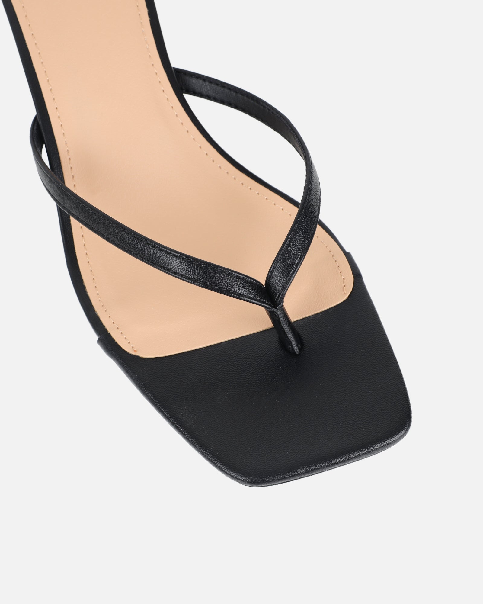 Laura Black Toe Thong Kitten Heeled Sandals | SIMMI London