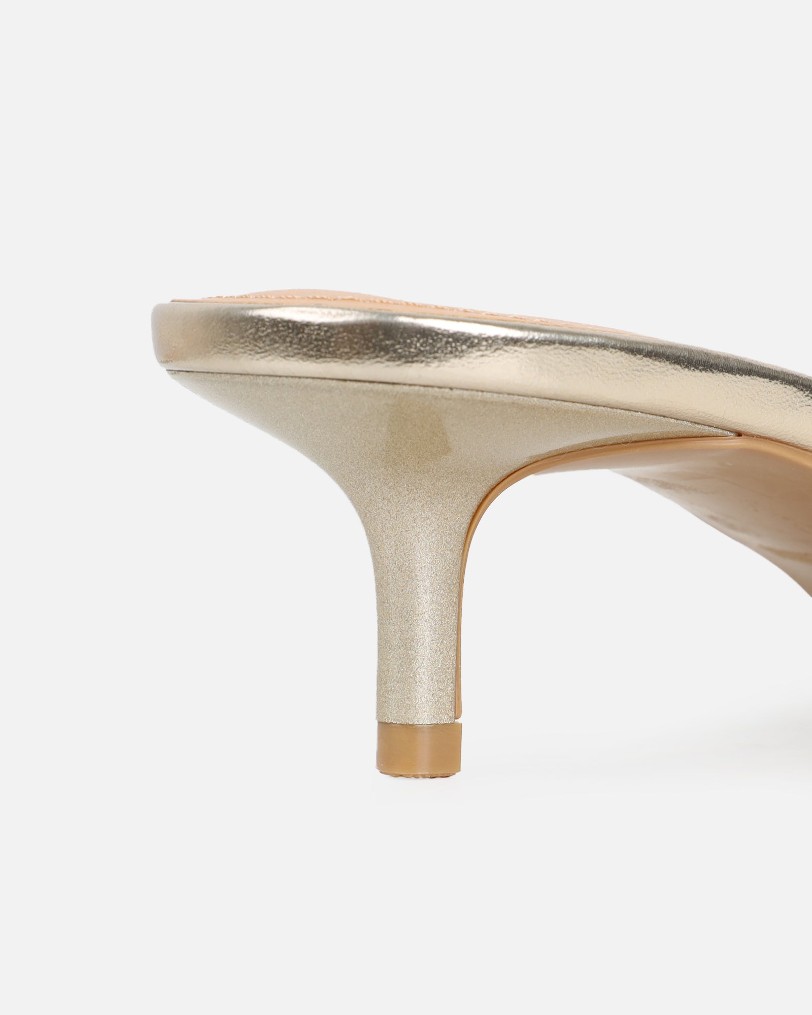 Laura Gold Mirror Toe Thong Kitten Heeled Sandals | SIMMI London