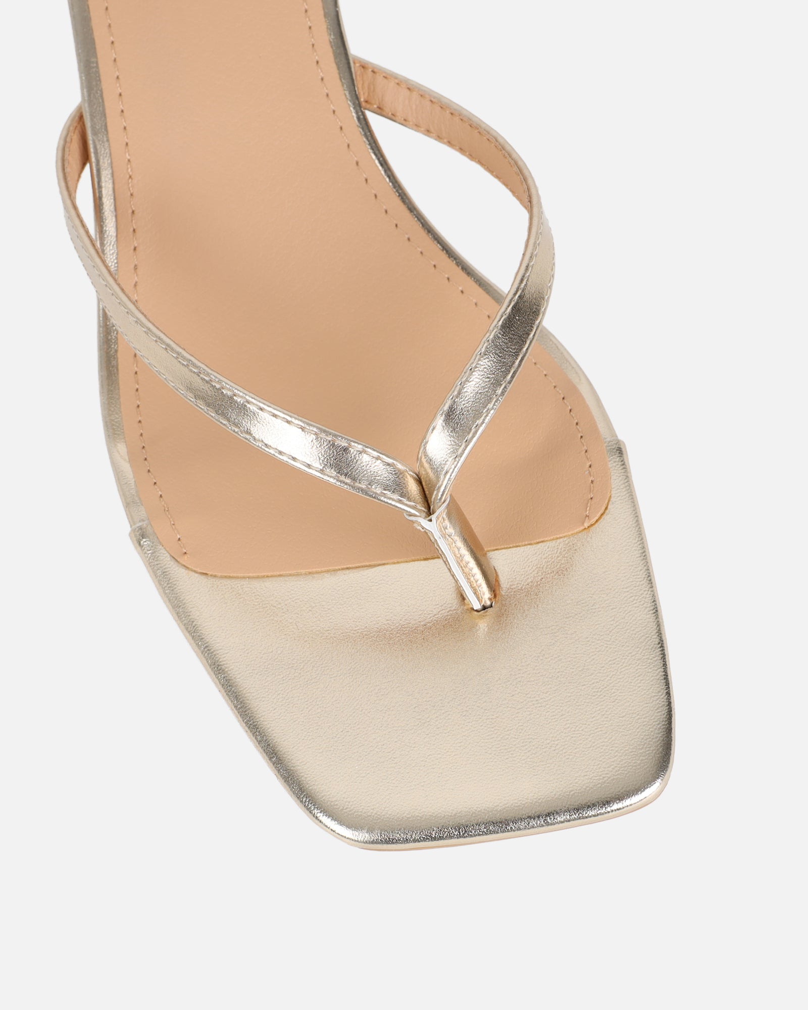 Laura Gold Mirror Toe Thong Kitten Heeled Sandals | SIMMI London