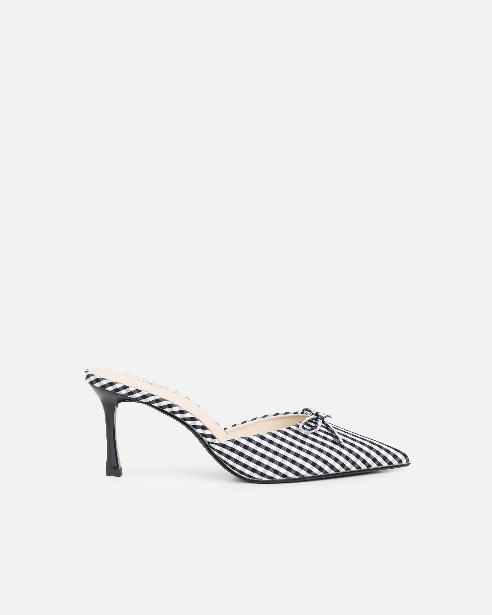 Lisa Black Gingham Bow Mules | SIMMI London