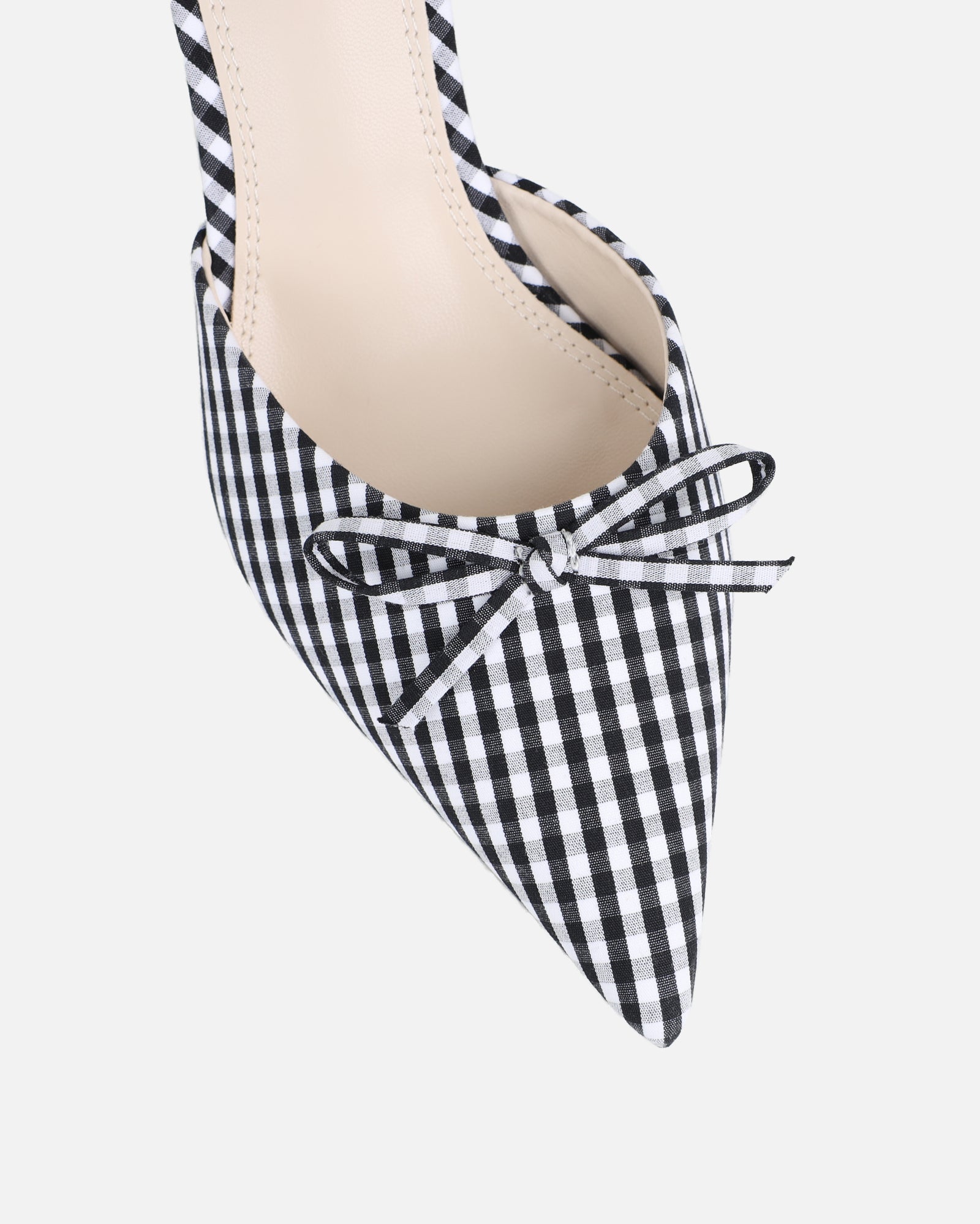 Lisa Black Gingham Bow Mules | SIMMI London
