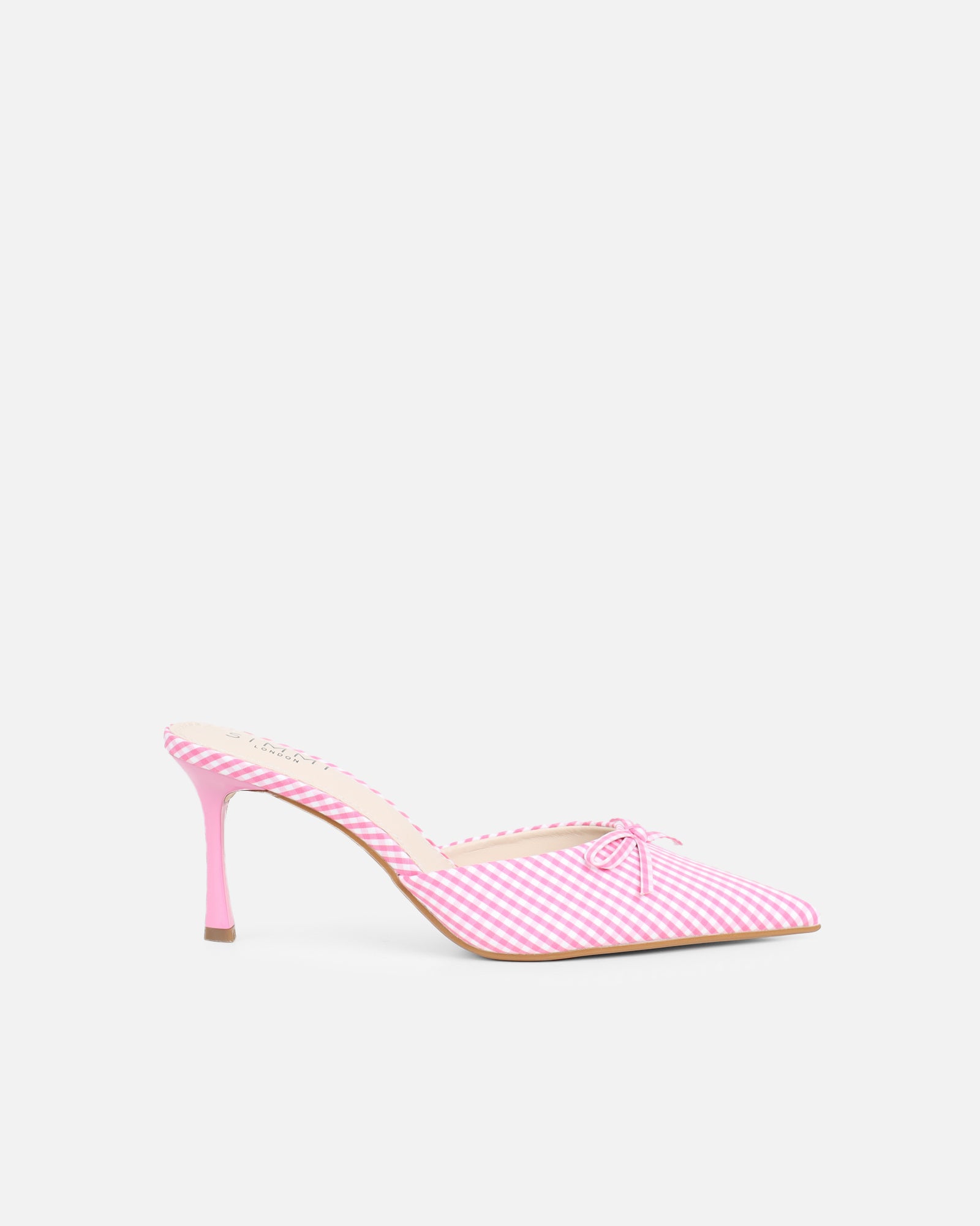 Lisa Pink Gingham Bow Mules| SIMMI London