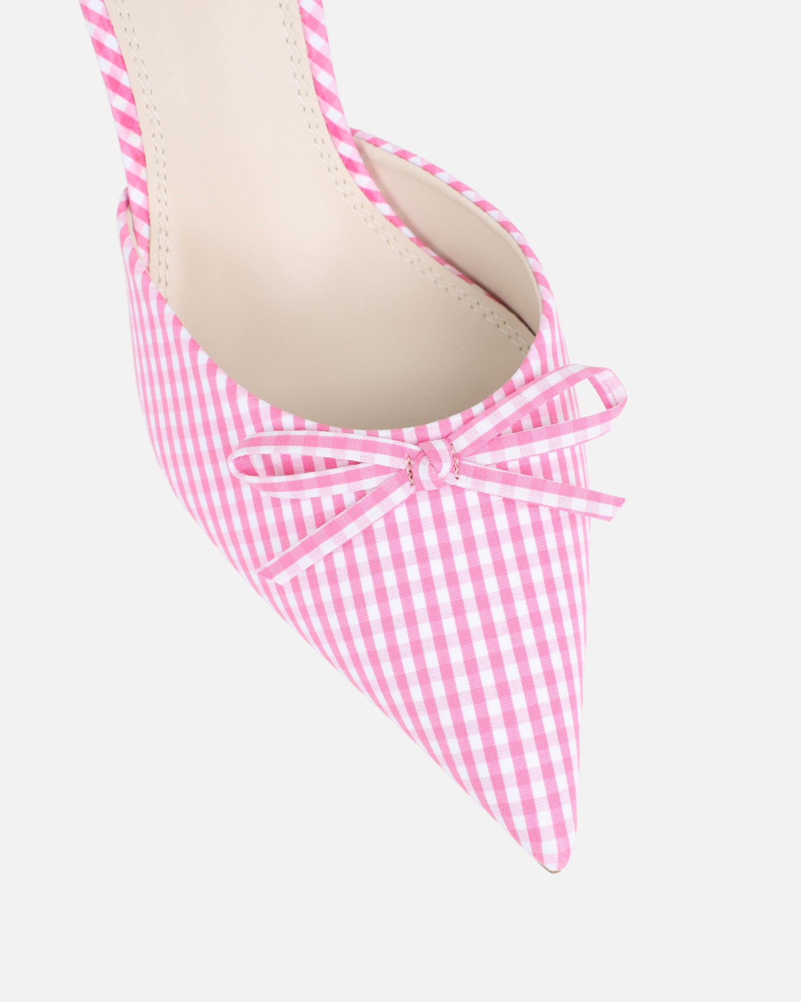 Lisa Pink Gingham Bow Mules| SIMMI London