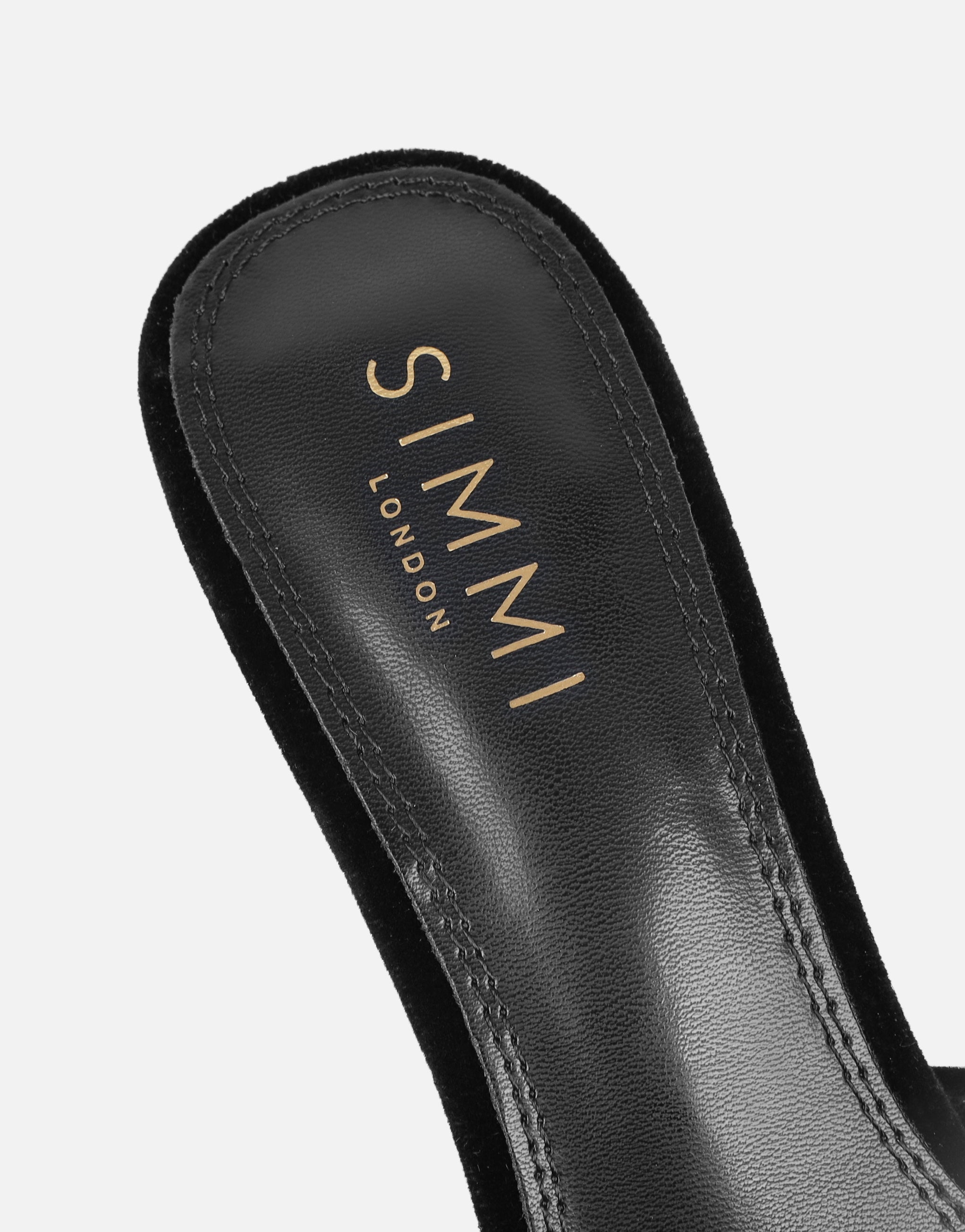 Ella Black Velvet Bow Mules | SIMMI London