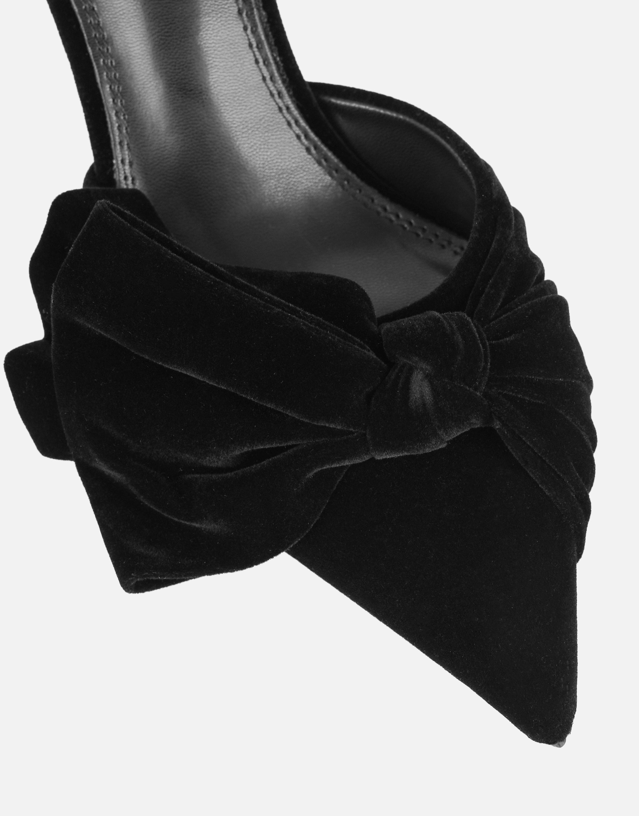 Ella Black Velvet Bow Mules | SIMMI London