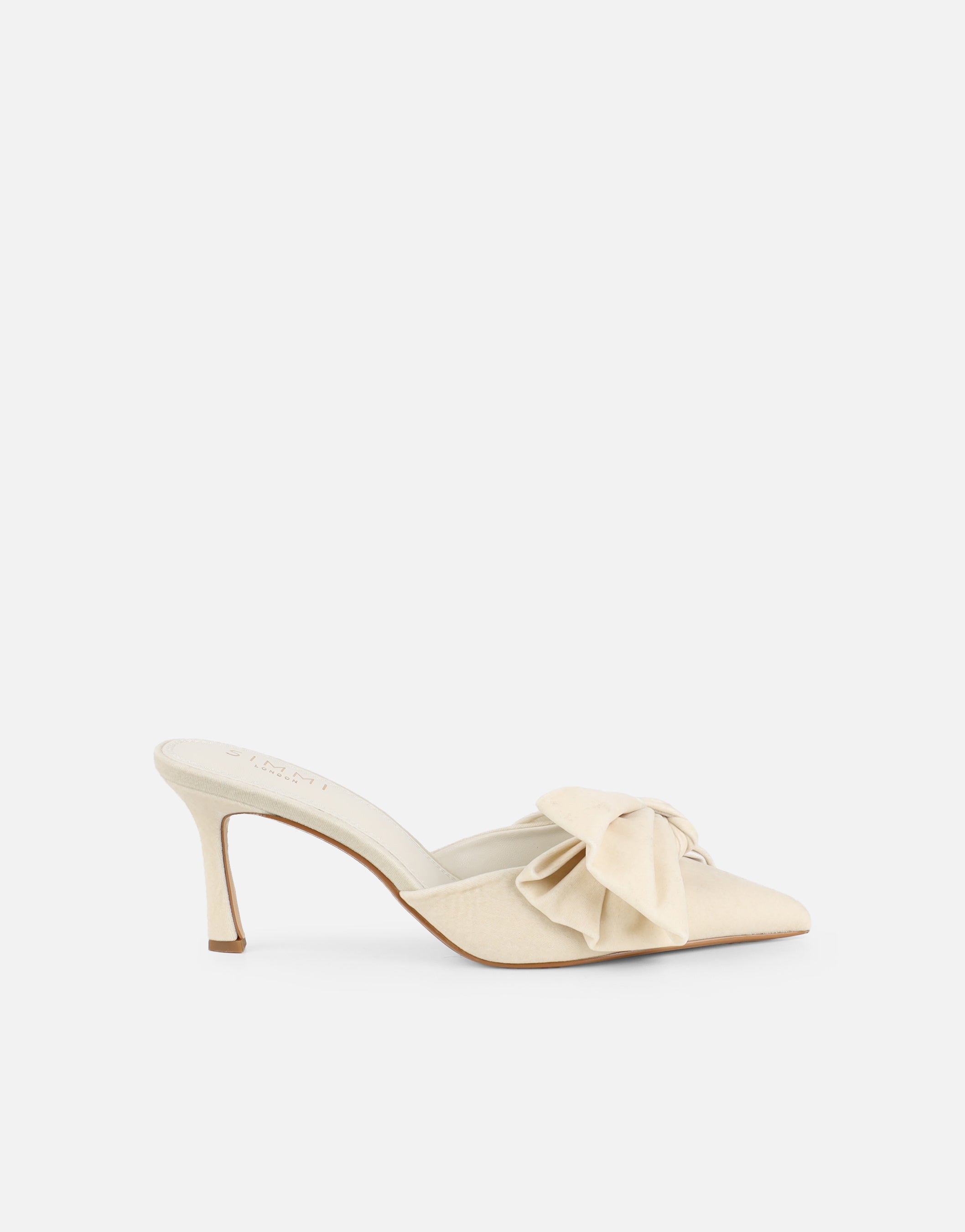 Ella Cream Velvet Bow Mules | SIMMI London