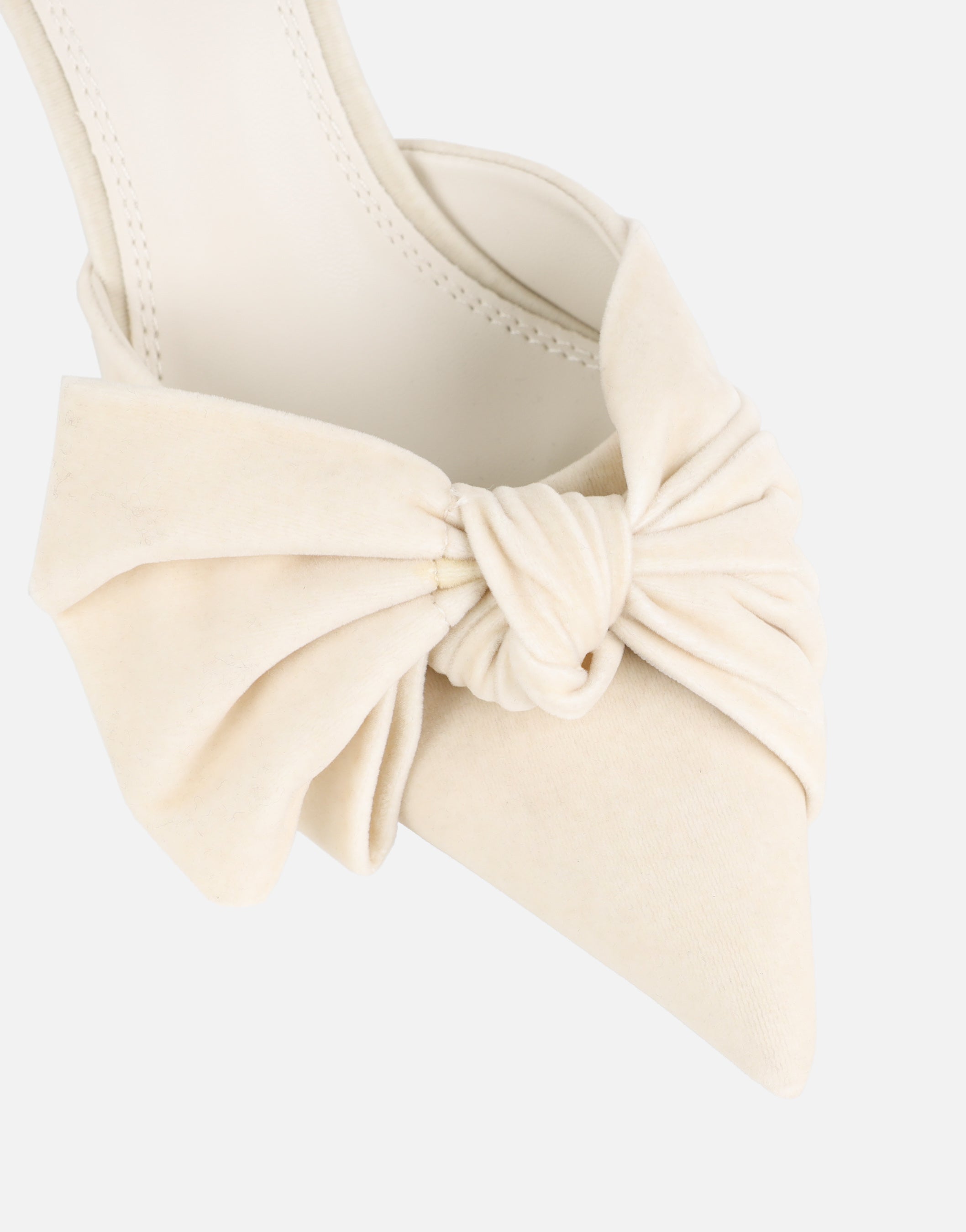 Ella Cream Velvet Bow Mules | SIMMI London