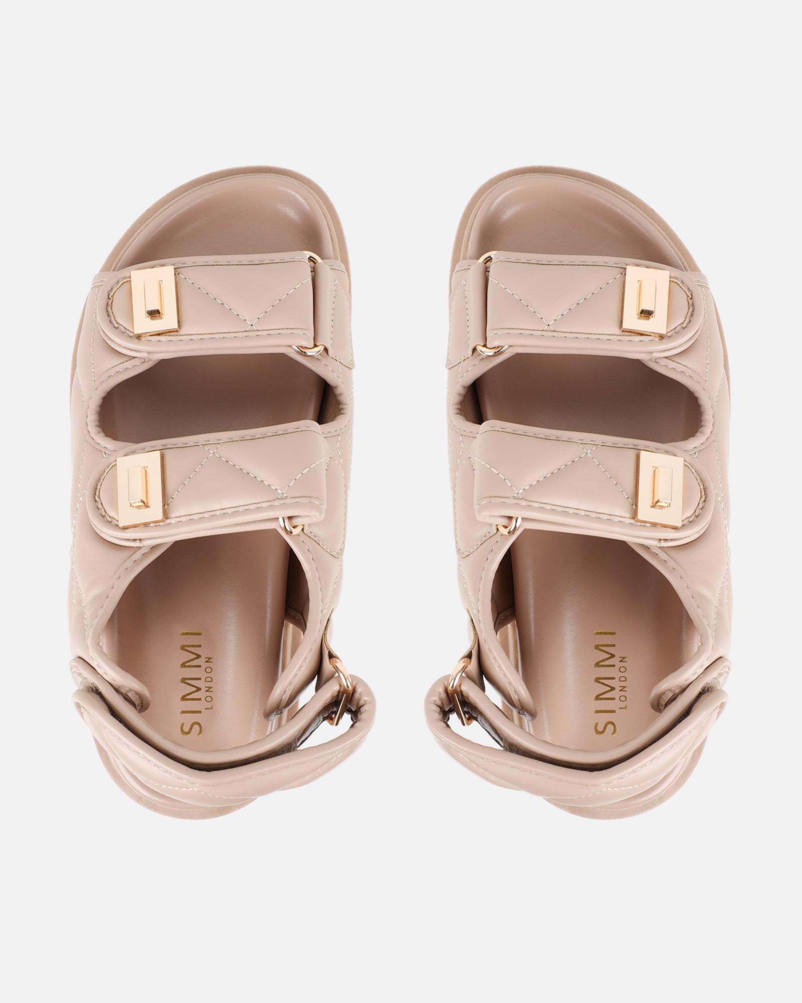 Eboni Nude Chunky Flat Sandals | SIMMI London