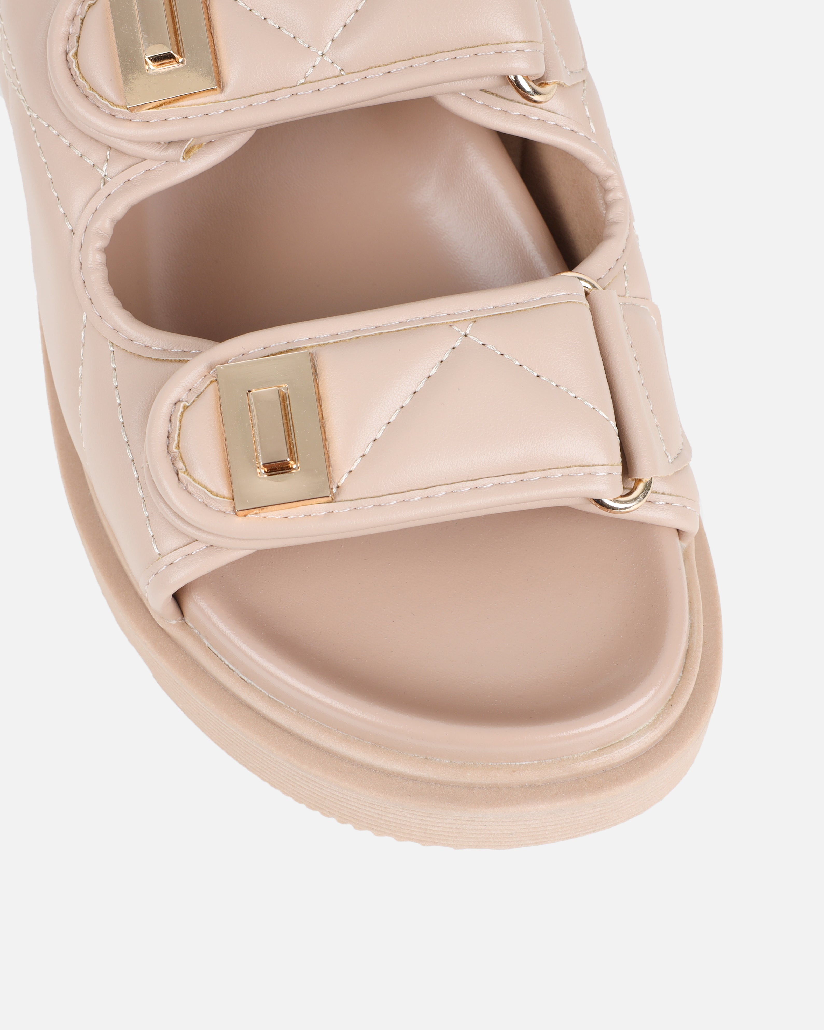 Eboni Nude Chunky Flat Sandals | SIMMI London