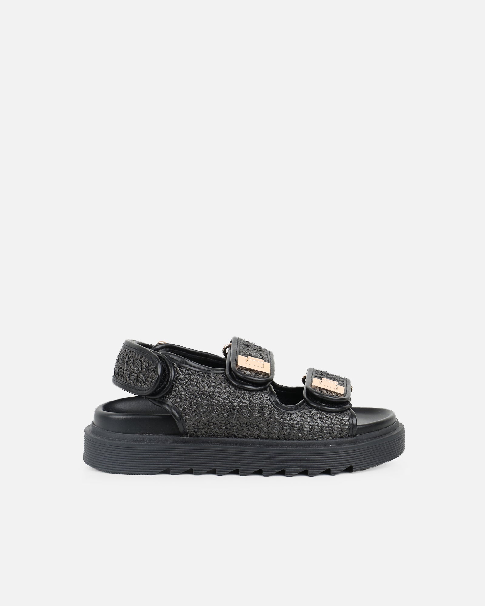 Patricia Black Woven Chunky Sandals | SIMMI London