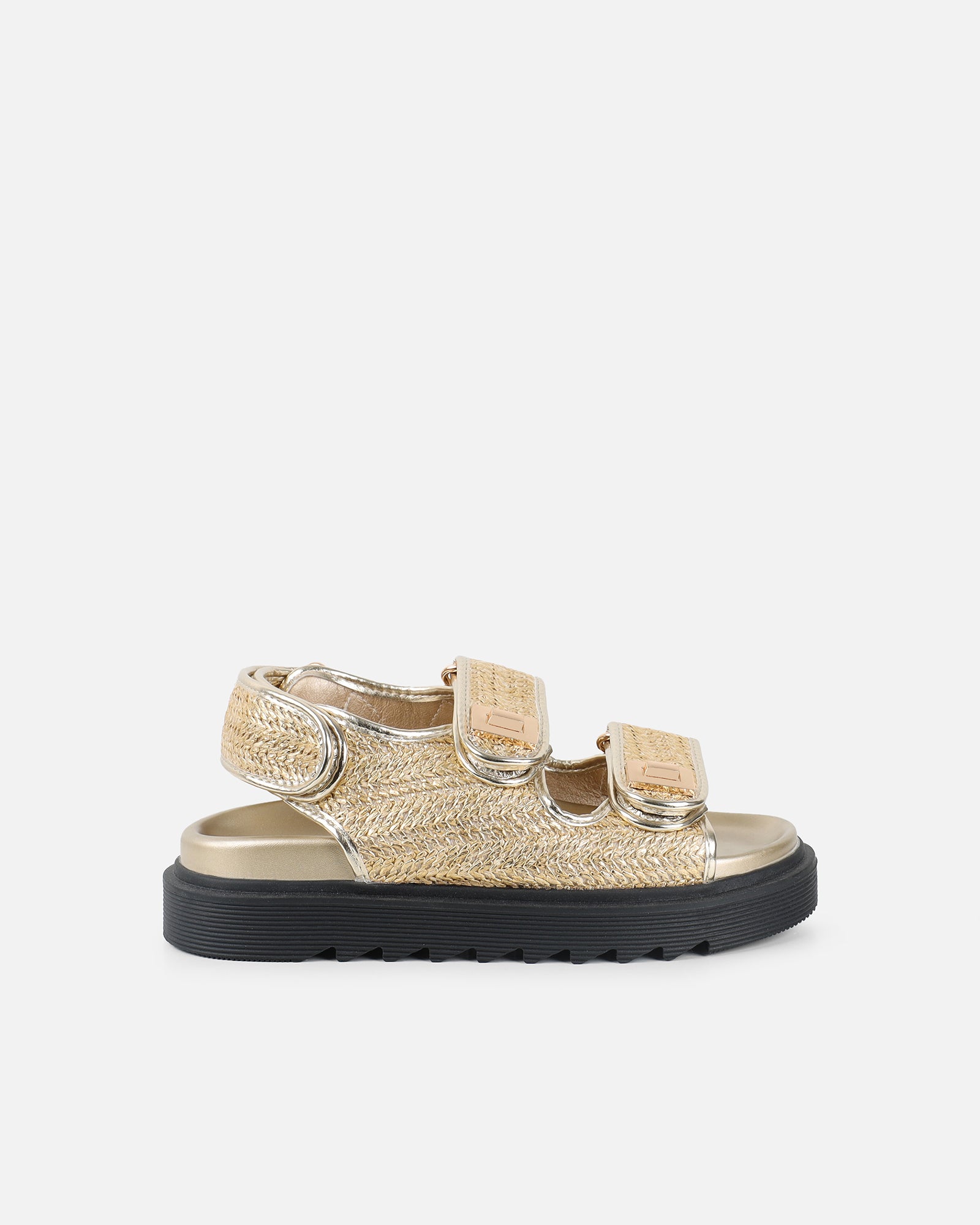 Patricia Gold Woven Chunky Sandals | SIMMI London