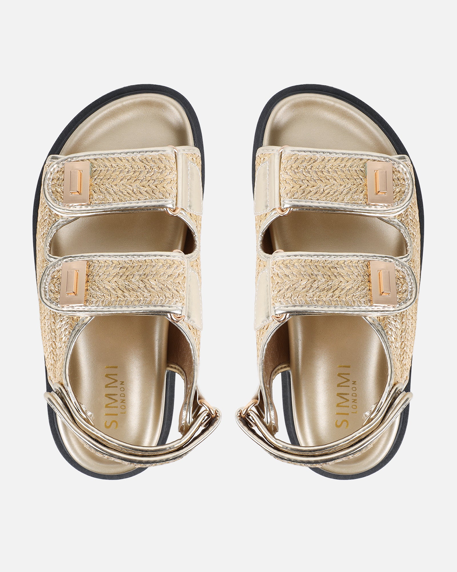 Patricia Gold Woven Chunky Sandals | SIMMI London