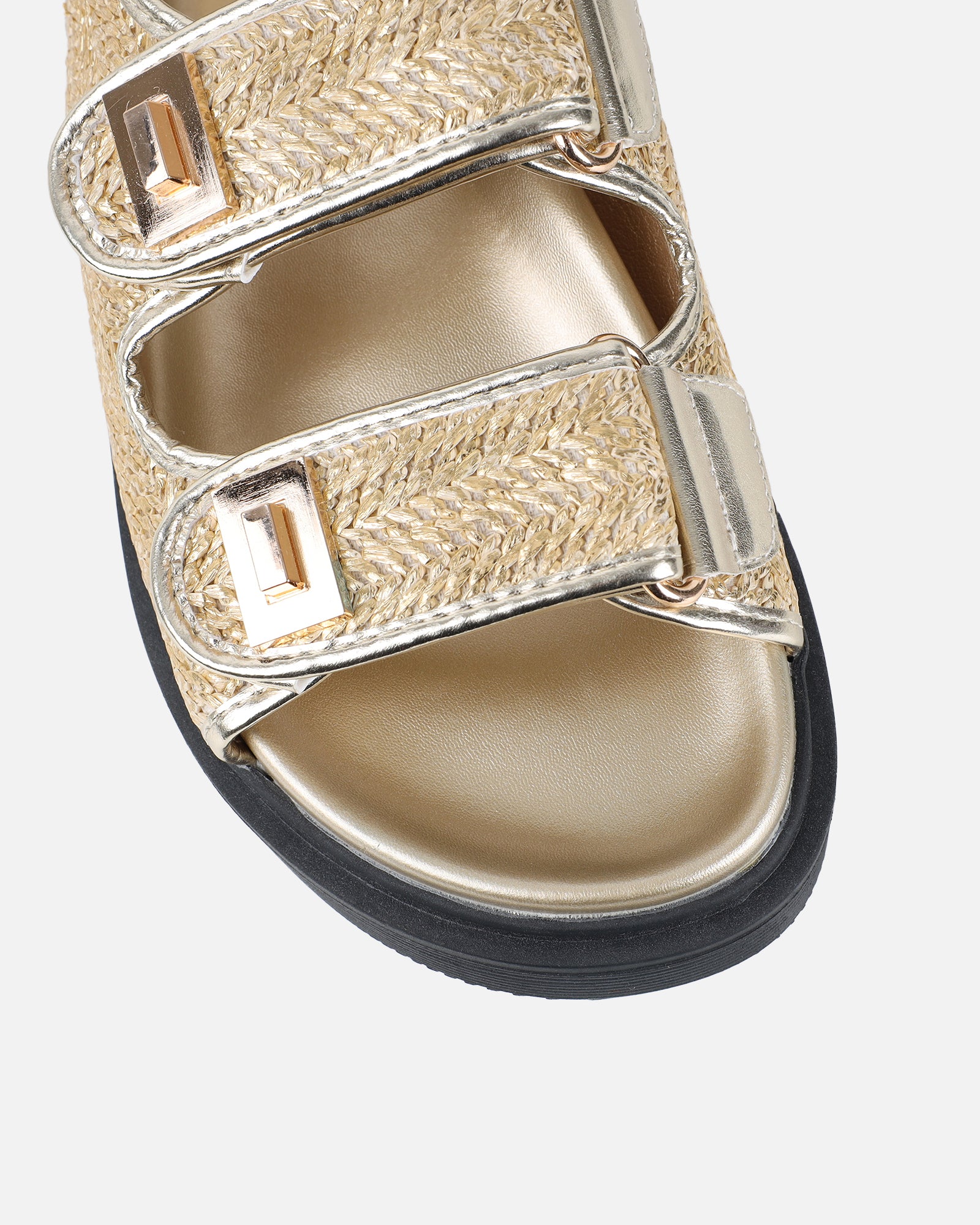 Patricia Gold Woven Chunky Sandals | SIMMI London