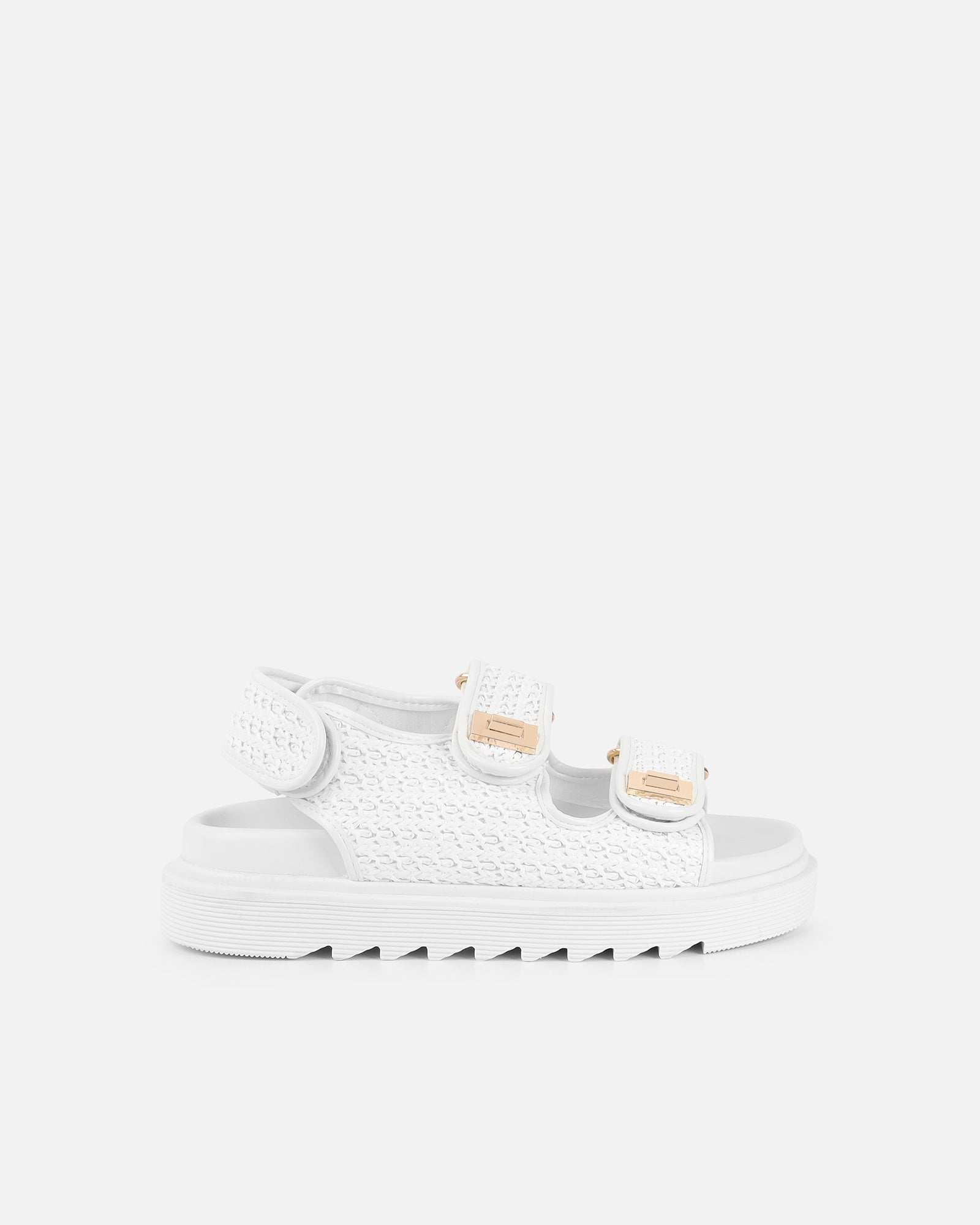 Patricia White Woven Chunky Sandals | SIMMI London