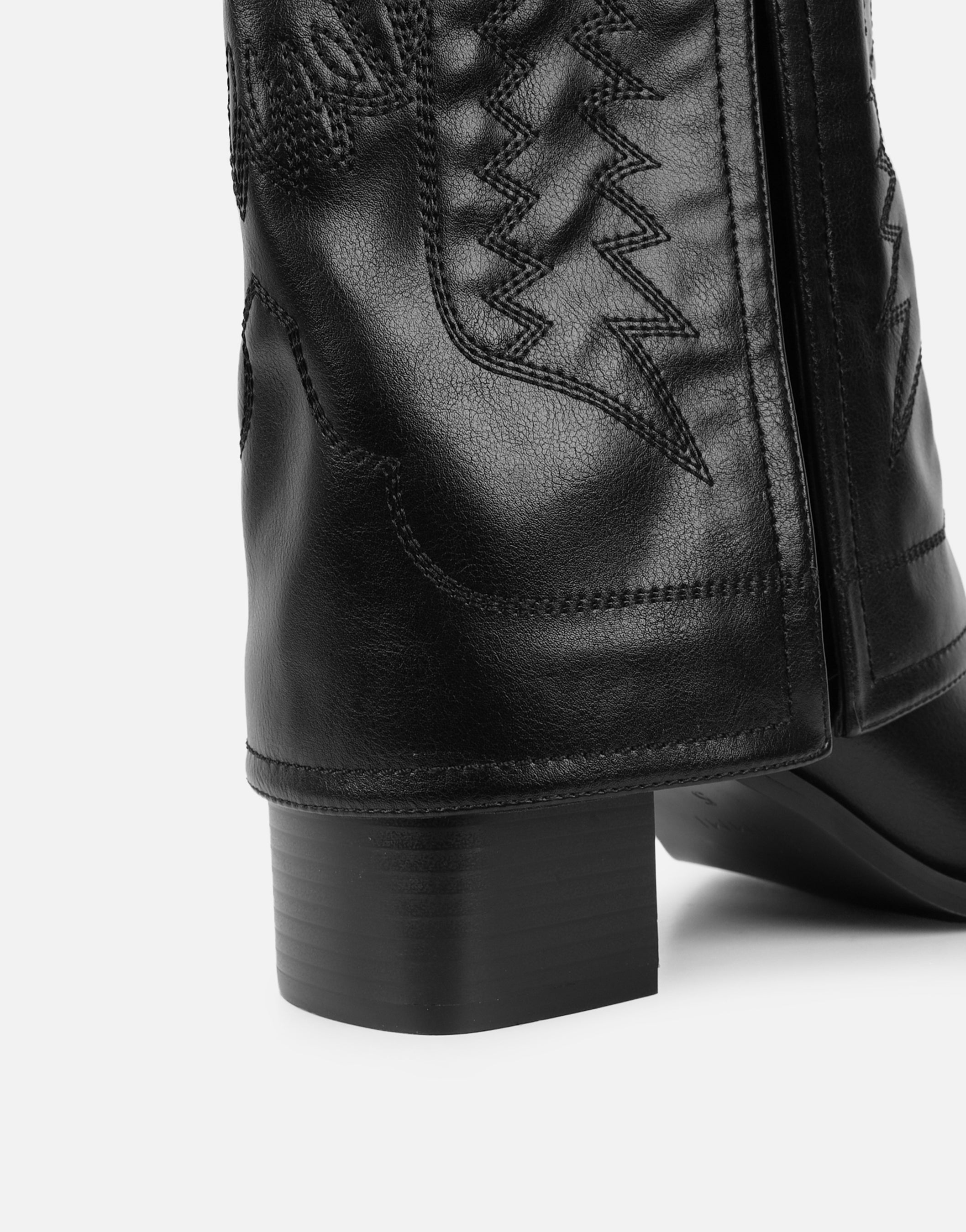 Liston Black Western Stitch Detail Heeled Boots | SIMMI London