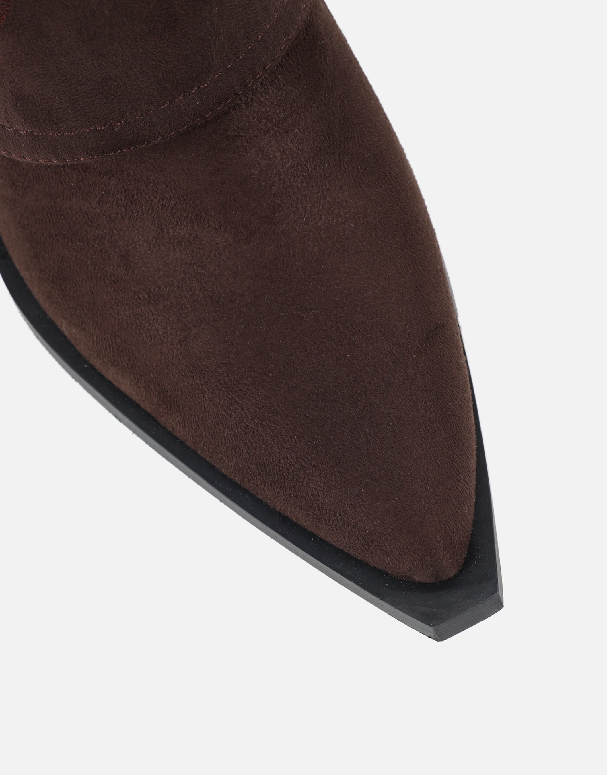Liston Brown Suede Western Stitch Detail Heeled Boots | SIMMI London