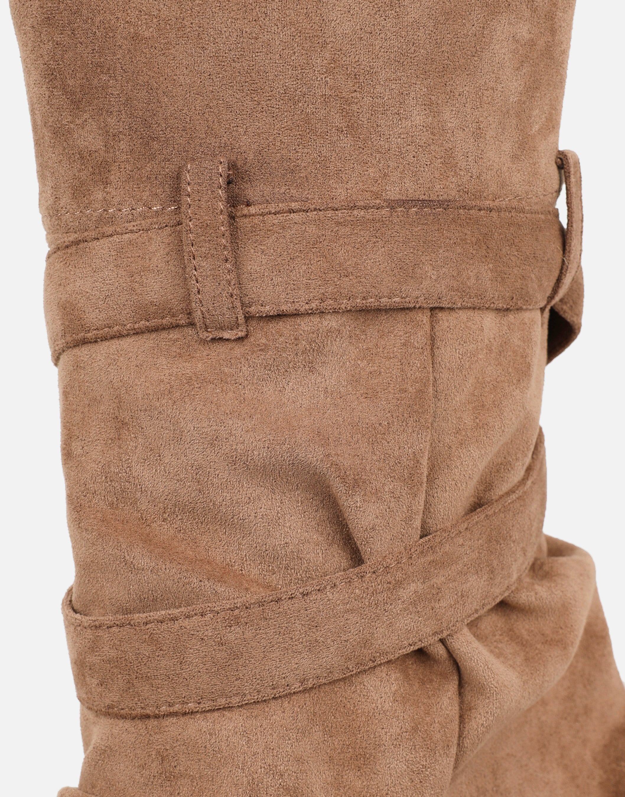 Lowry Beige Suede Foldover Chunky Boots | SIMMI London