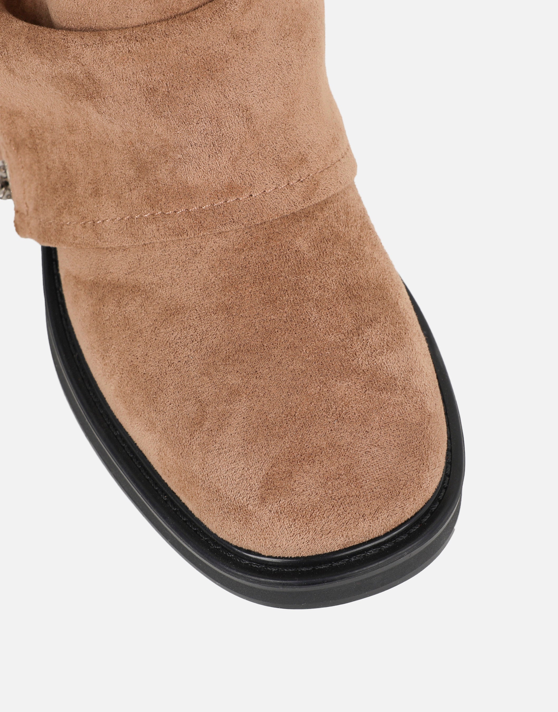 Lowry Beige Suede Foldover Chunky Boots | SIMMI London