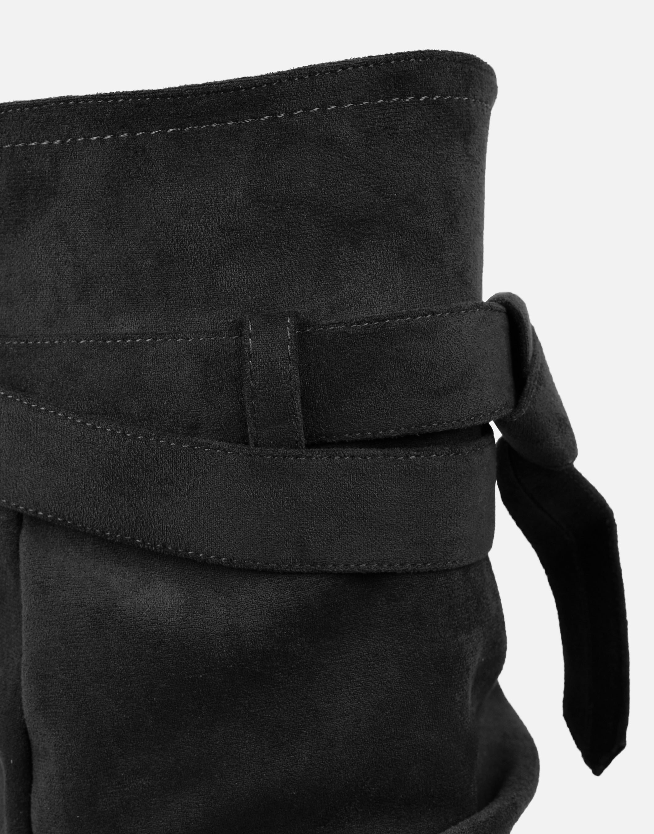 Lowry Black Suede Foldover Chunky Boots | SIMMI London