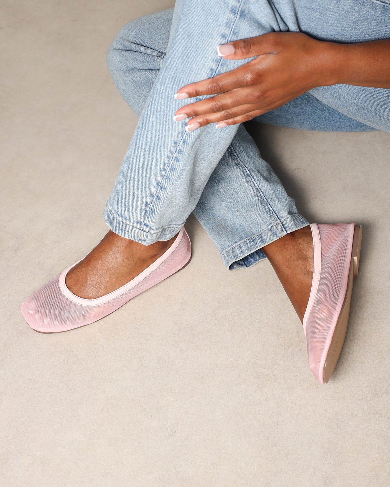 Luanne Pink Mesh Ballerina Flats | SIMMI London