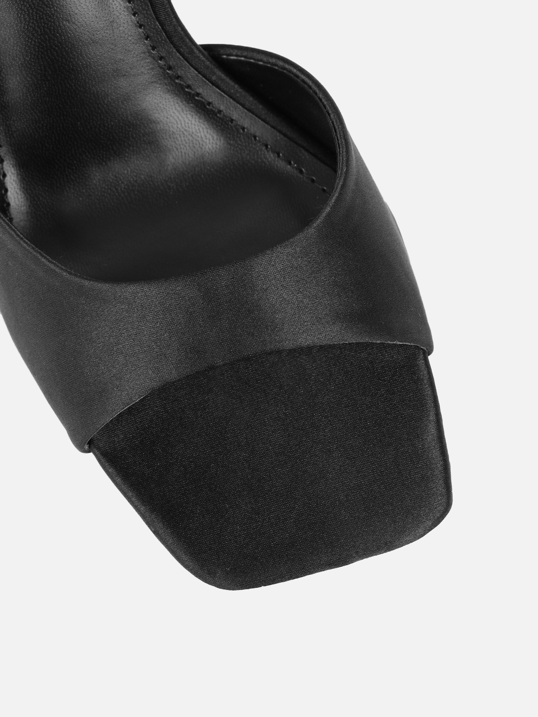 Jeena Black Satin Block Heeled Sandals | SIMMI London