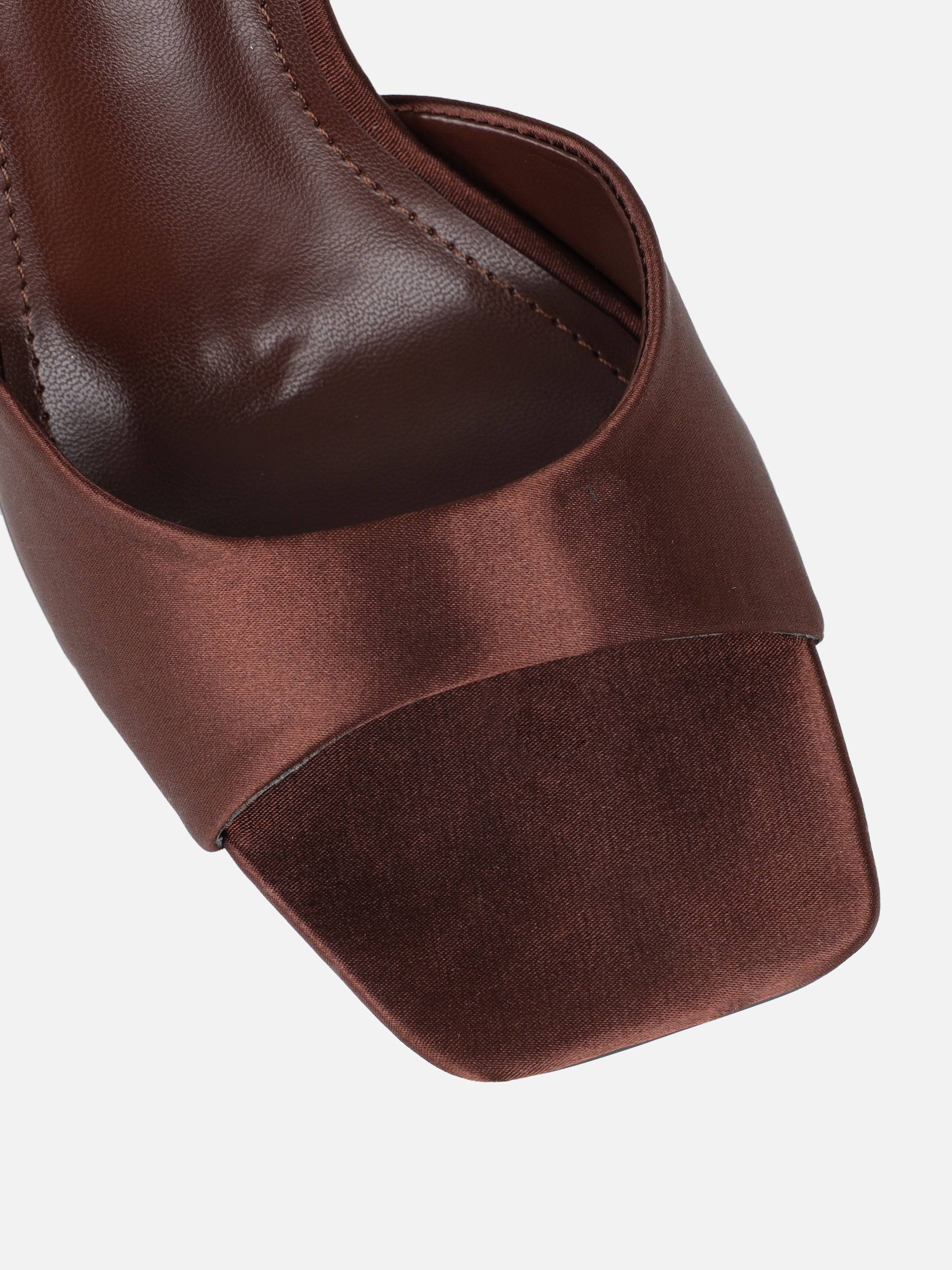 Jeena Chocolate Satin Block Heeled Sandals | SIMMI London