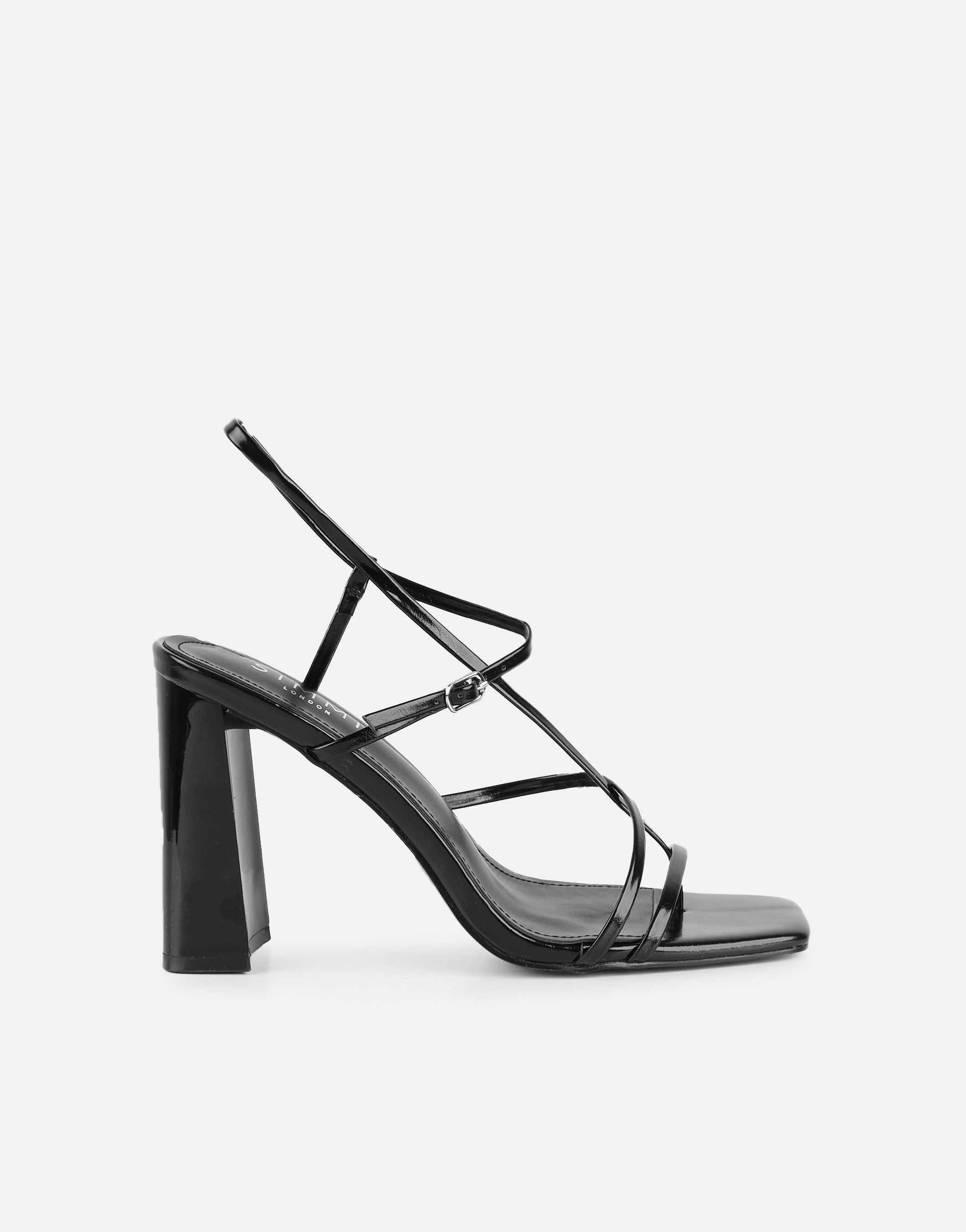Xyla Black Strappy Block Heeled Sandals | SIMMI London