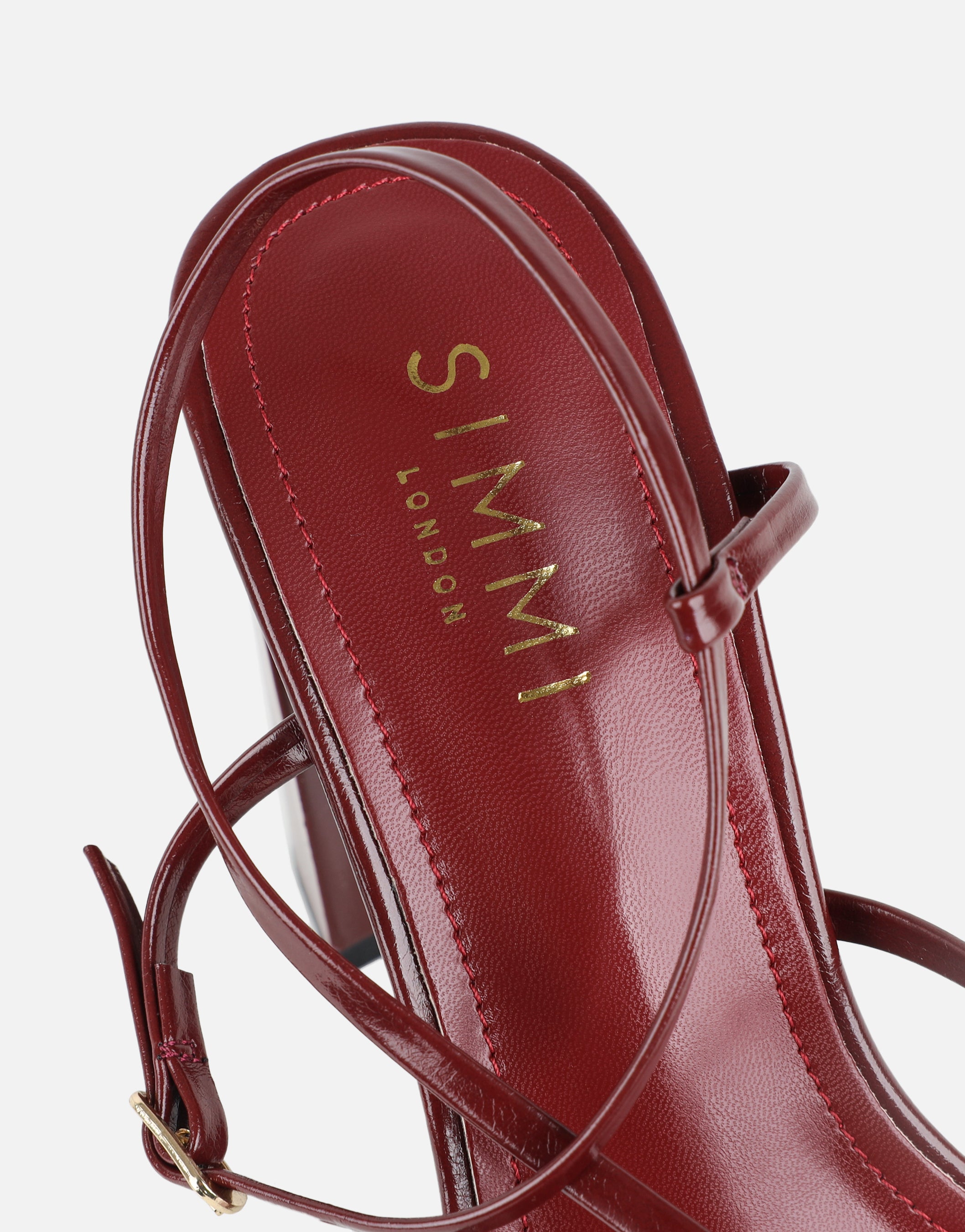 Xyla Burgundy Strappy Block Heeled Sandals | SIMMI London