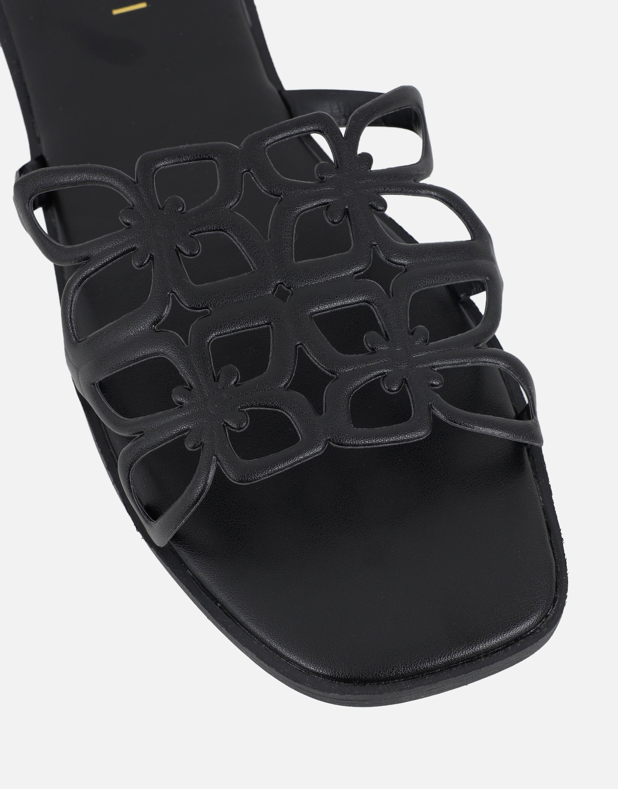 Lumi Black Slip On Flat Sandals | SIMMI London