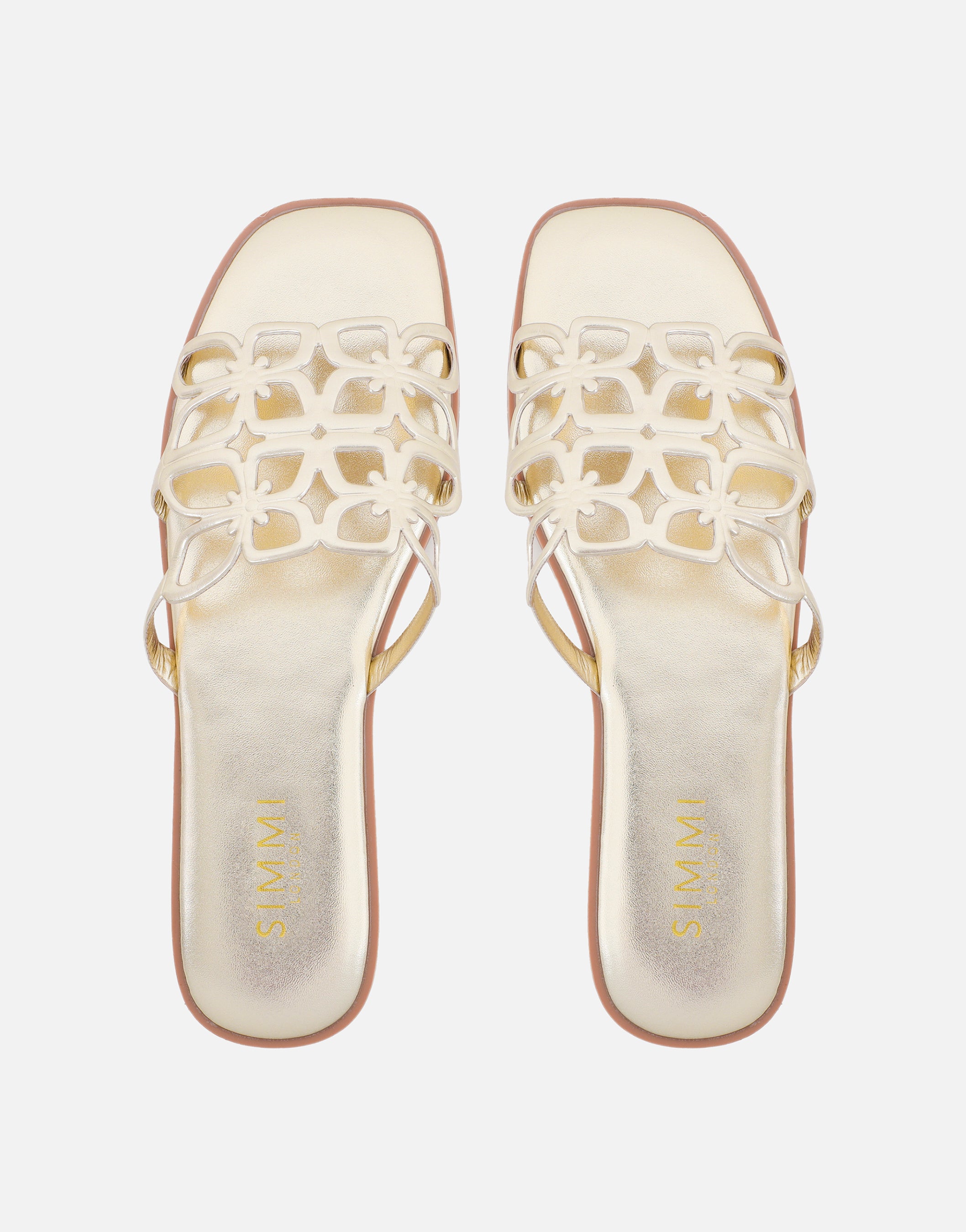 Lumi Gold Slip On Flat Sandals | SIMMI London