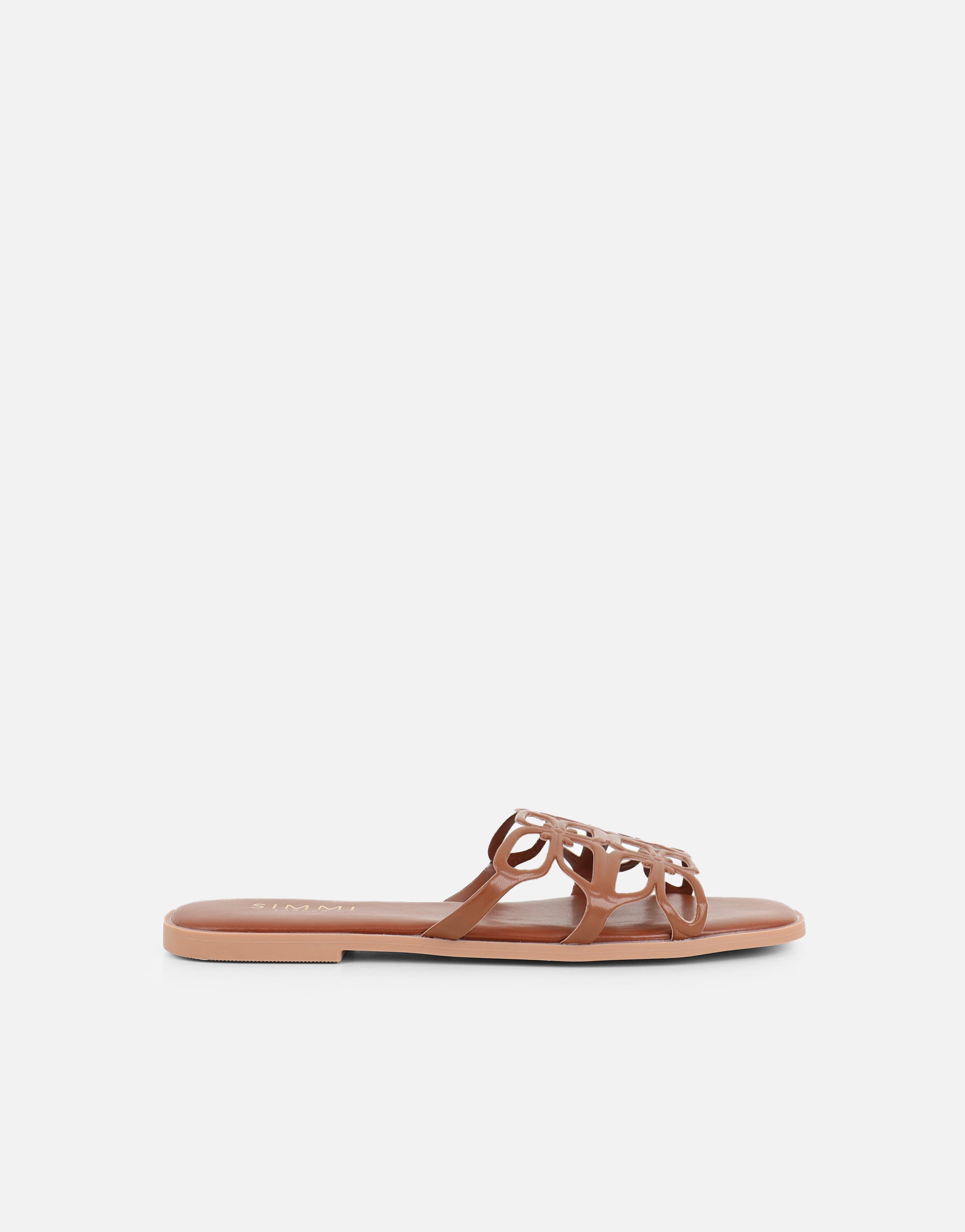 Lumi Tan Slip On Flat Sandals | SIMMI London