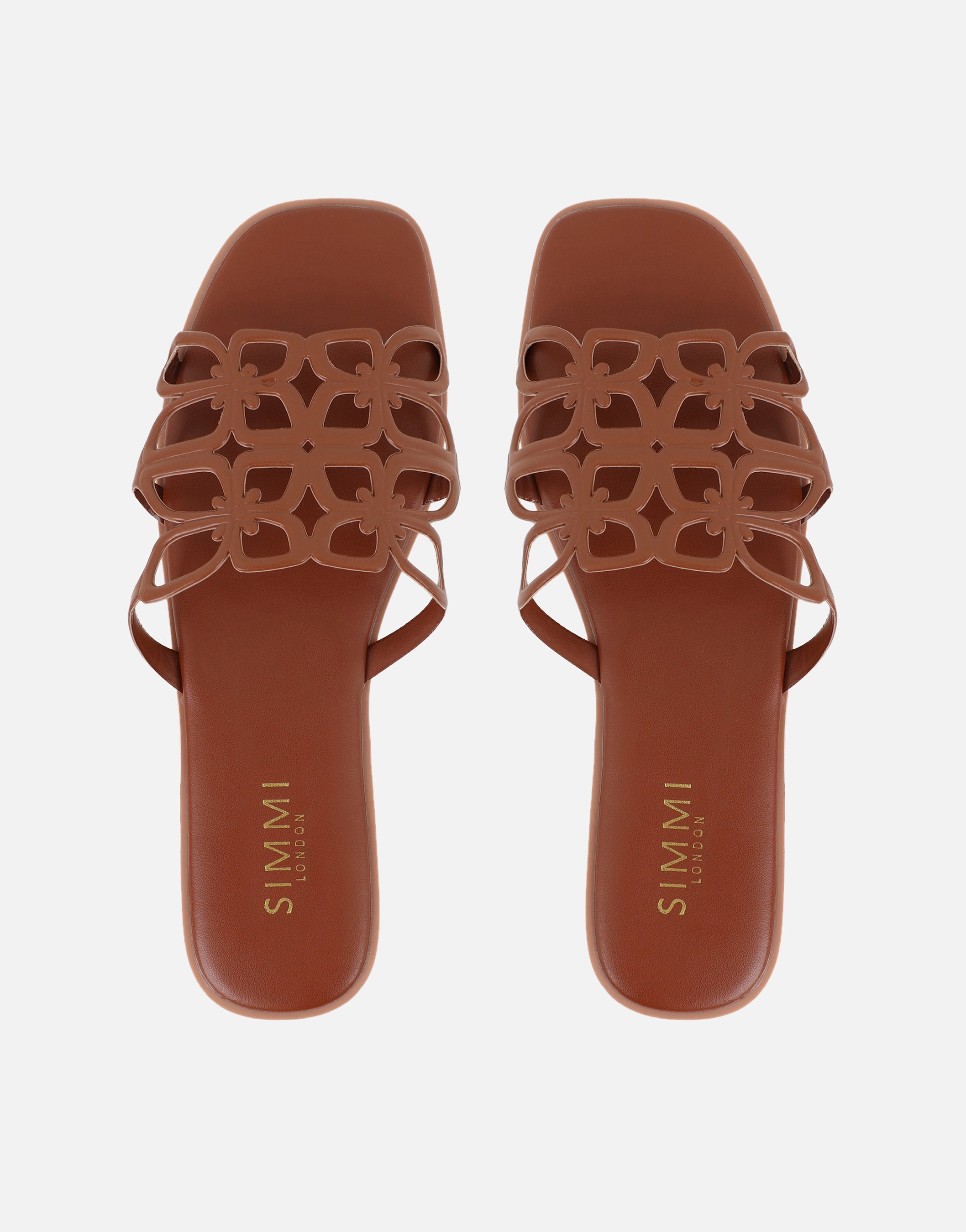 Lumi Tan Slip On Flat Sandals | SIMMI London