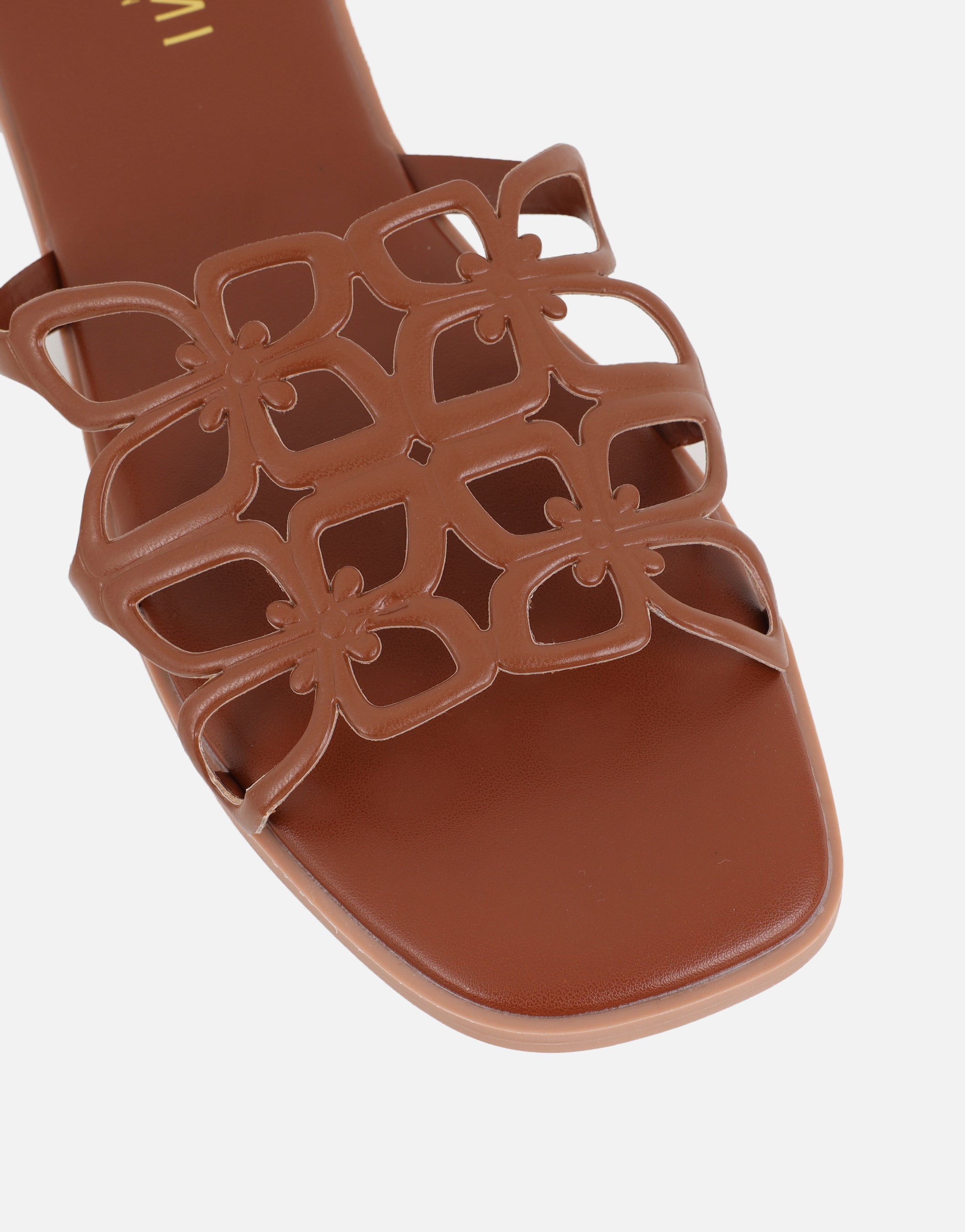 Lumi Tan Slip On Flat Sandals | SIMMI London