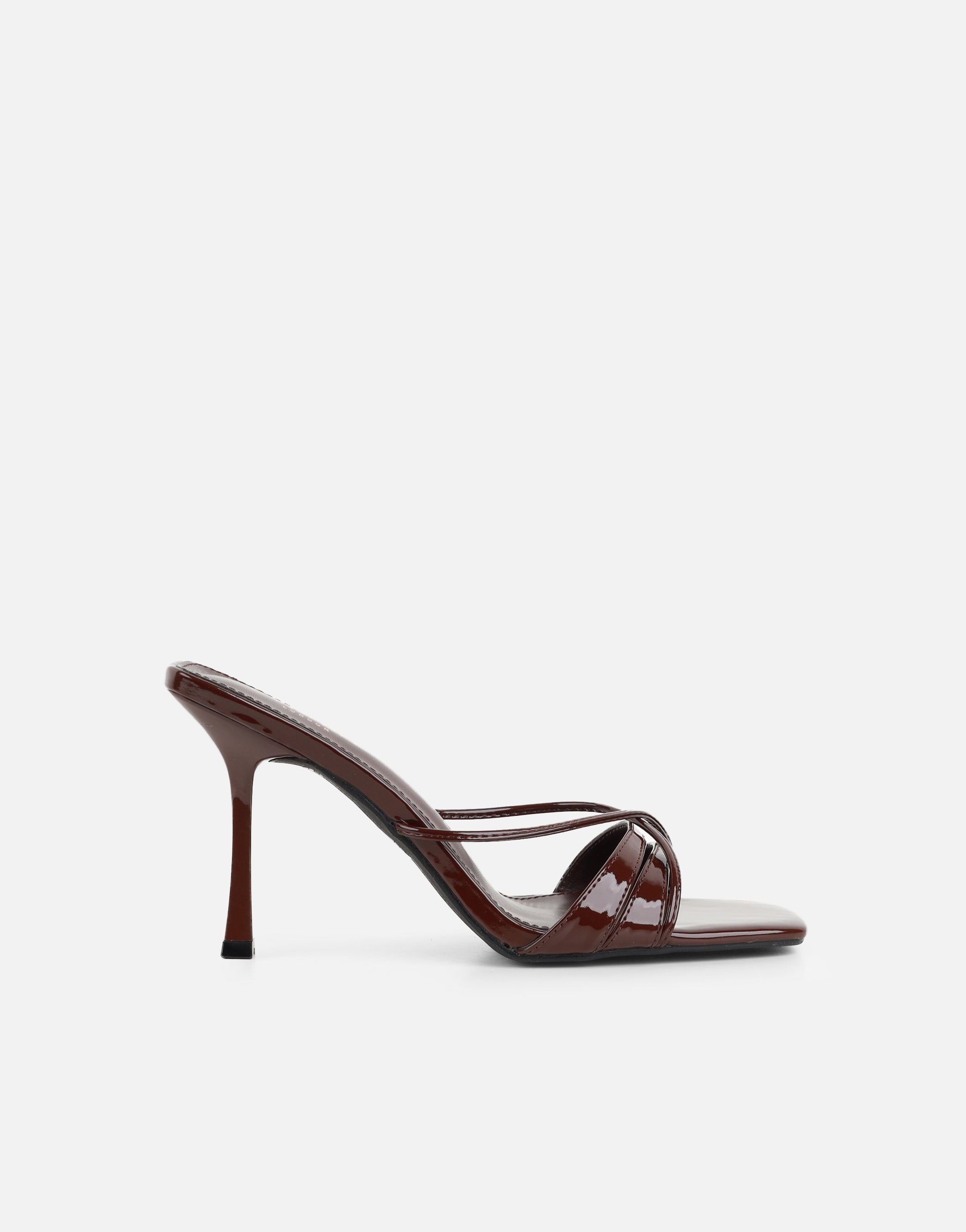 Danique Brown Patent Mules | SIMMI London