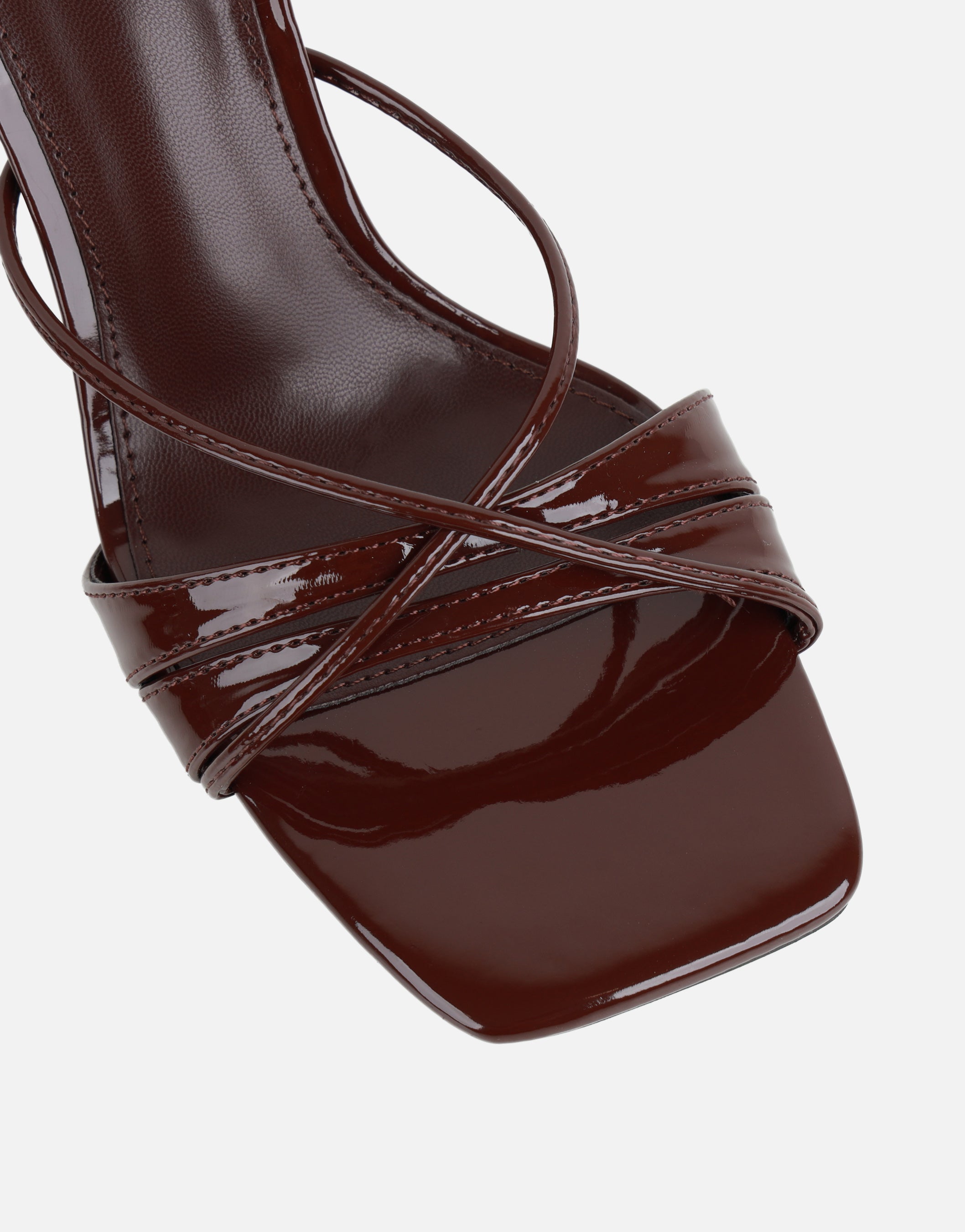 Danique Brown Patent Mules | SIMMI London