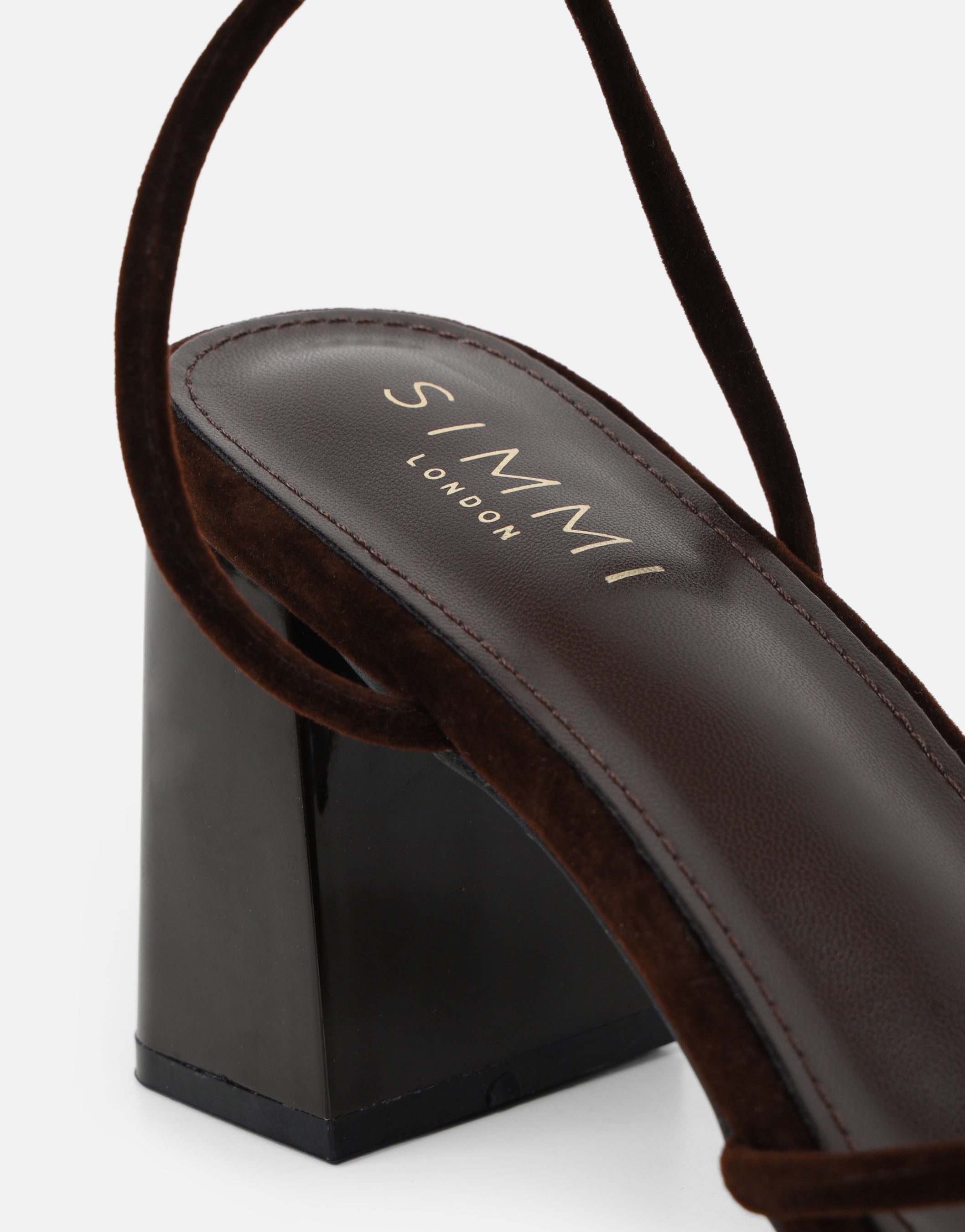 Aya Brown Suede Block Heeled Sandals | SIMMI London