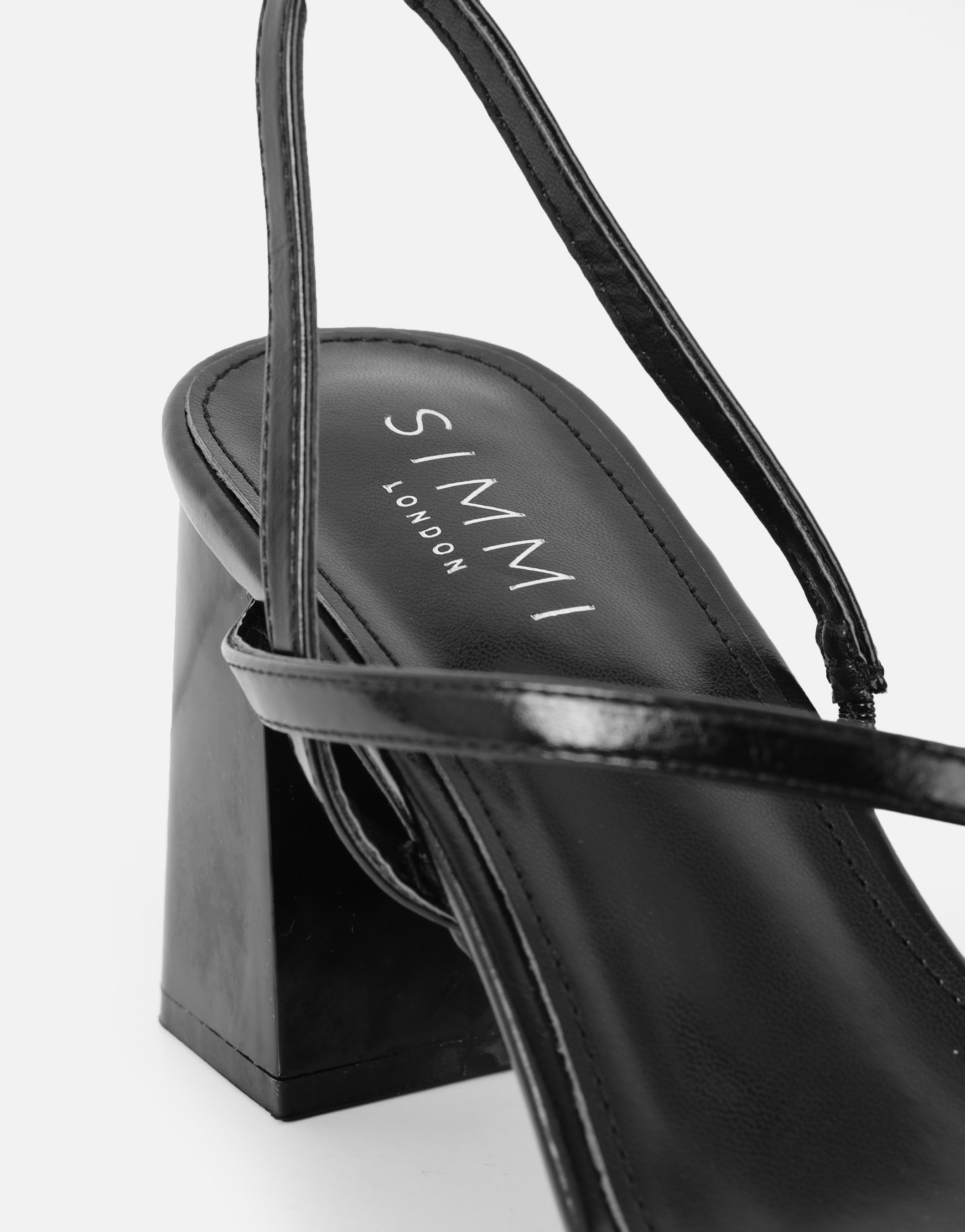 Manzi Black Strappy Block Heeled Sandals | SIMMI London