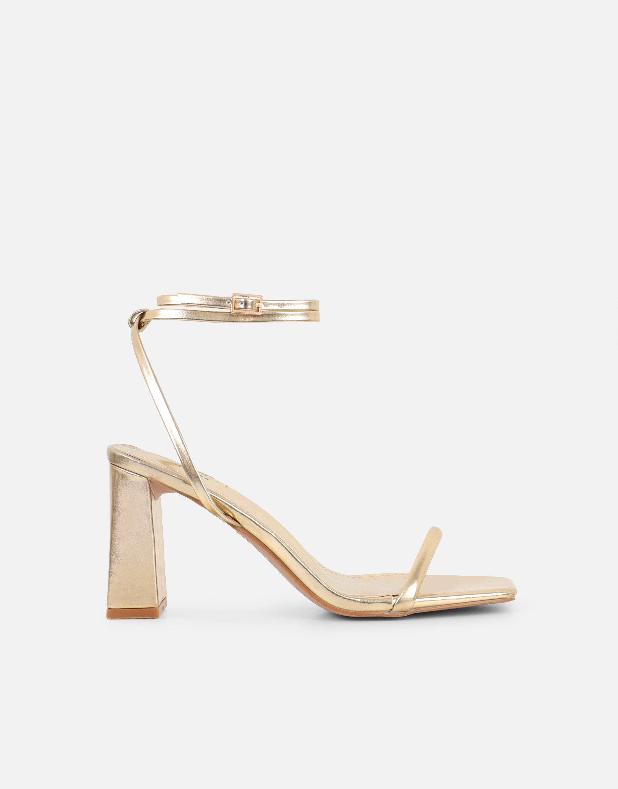 Citra Gold Metallic Strappy Block Heeled Sandals | SIMMI London