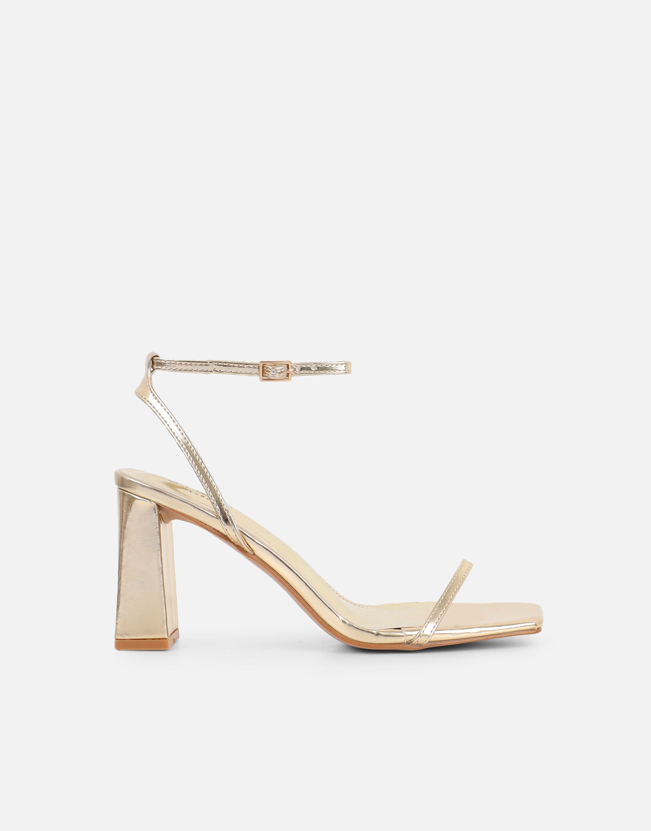 Penelope Gold Metallic Block Heeled Sandals | SIMMI London