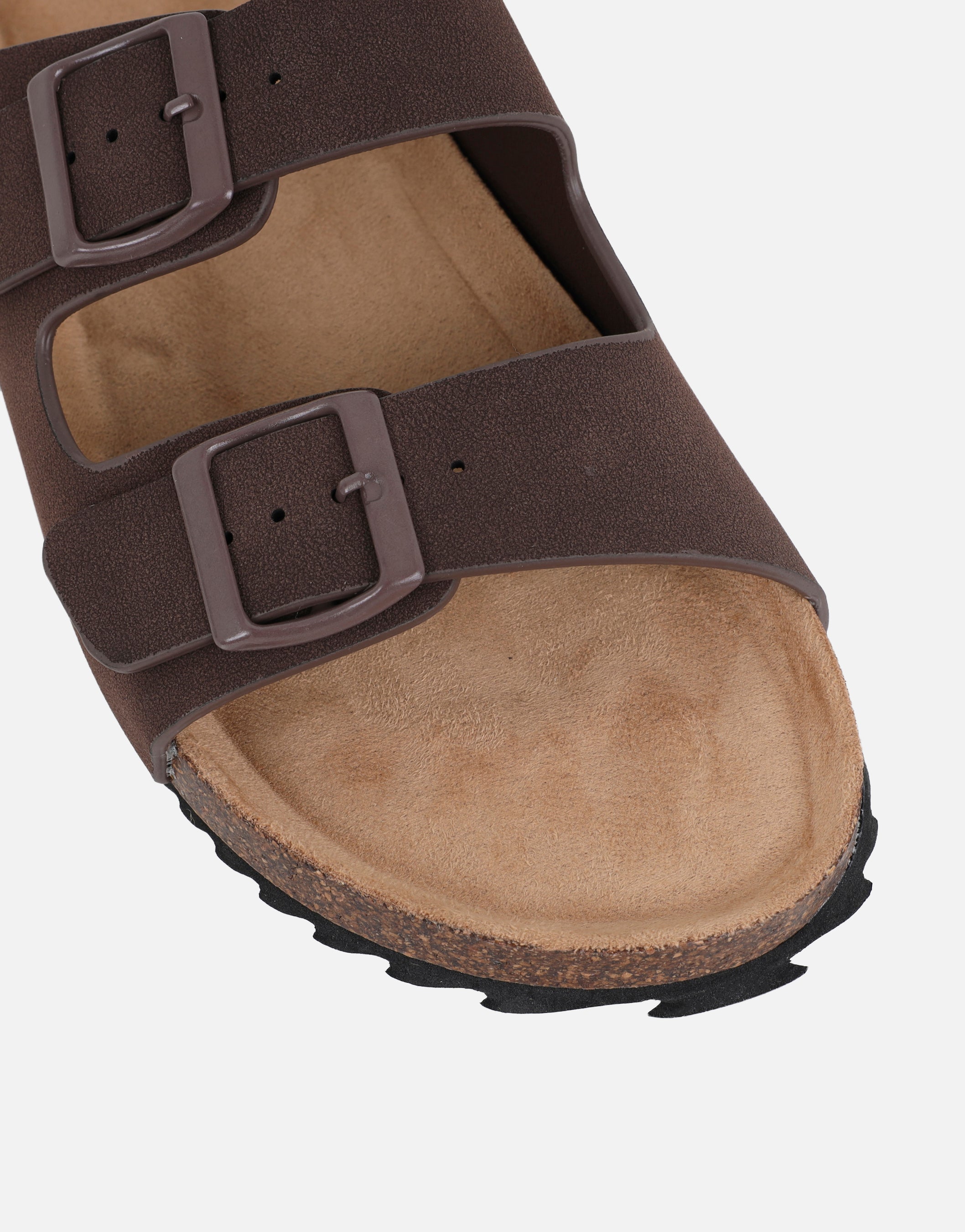 Manny Chocolate Slip On Footbed Flat Sandals | SIMMI London