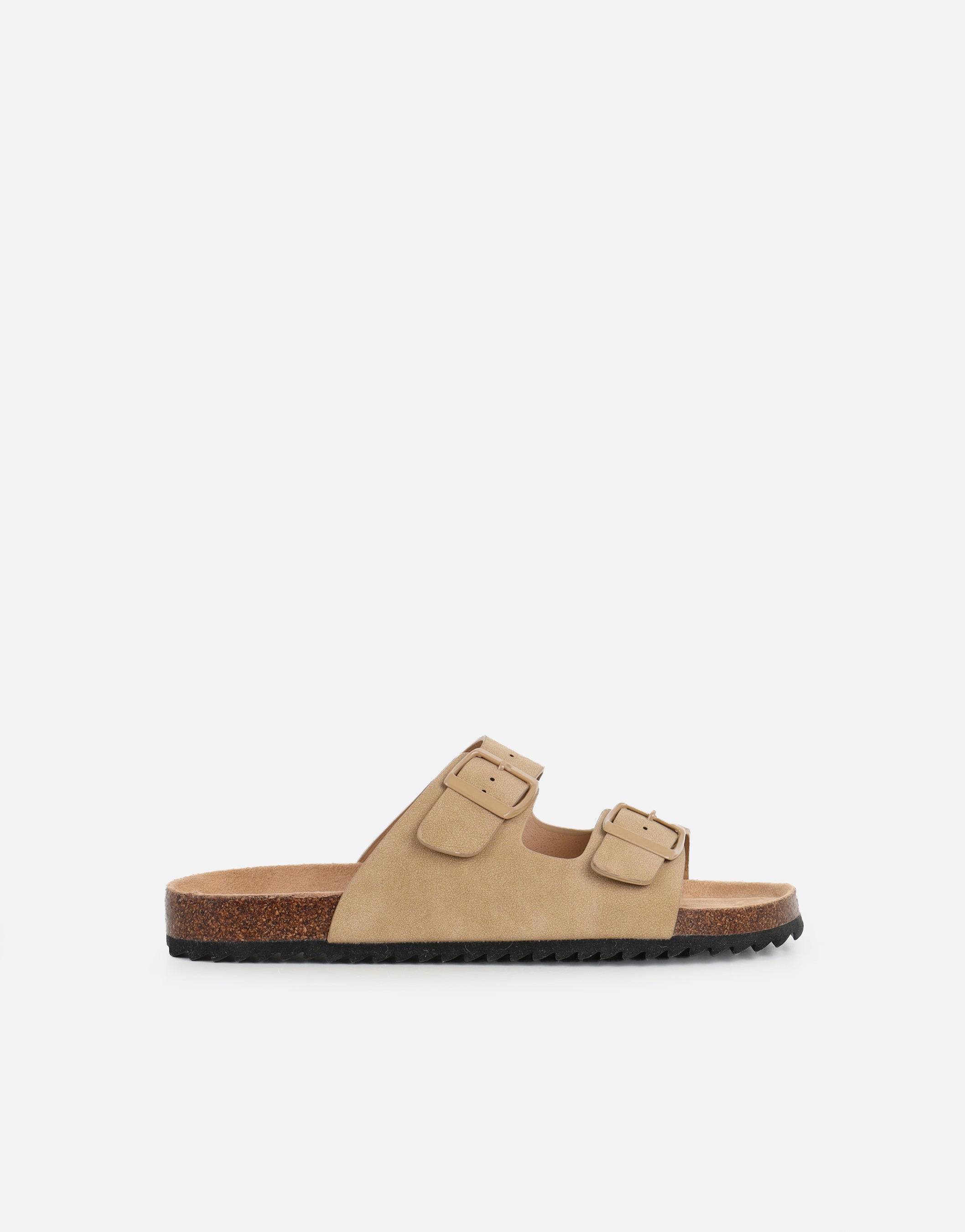 Manny Taupe Slip On Footbed Flat Sandals | SIMMI London