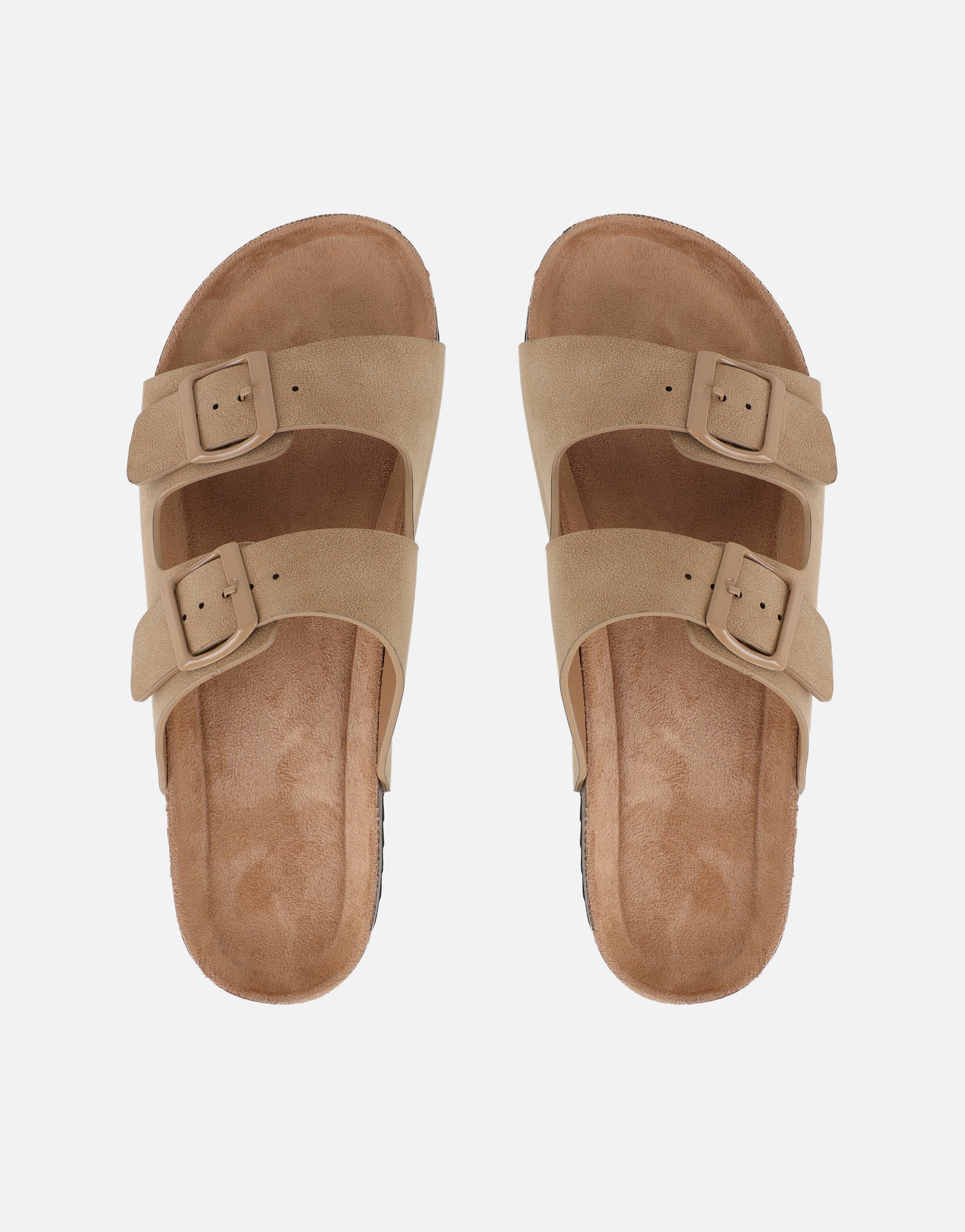 Manny Taupe Slip On Footbed Flat Sandals | SIMMI London